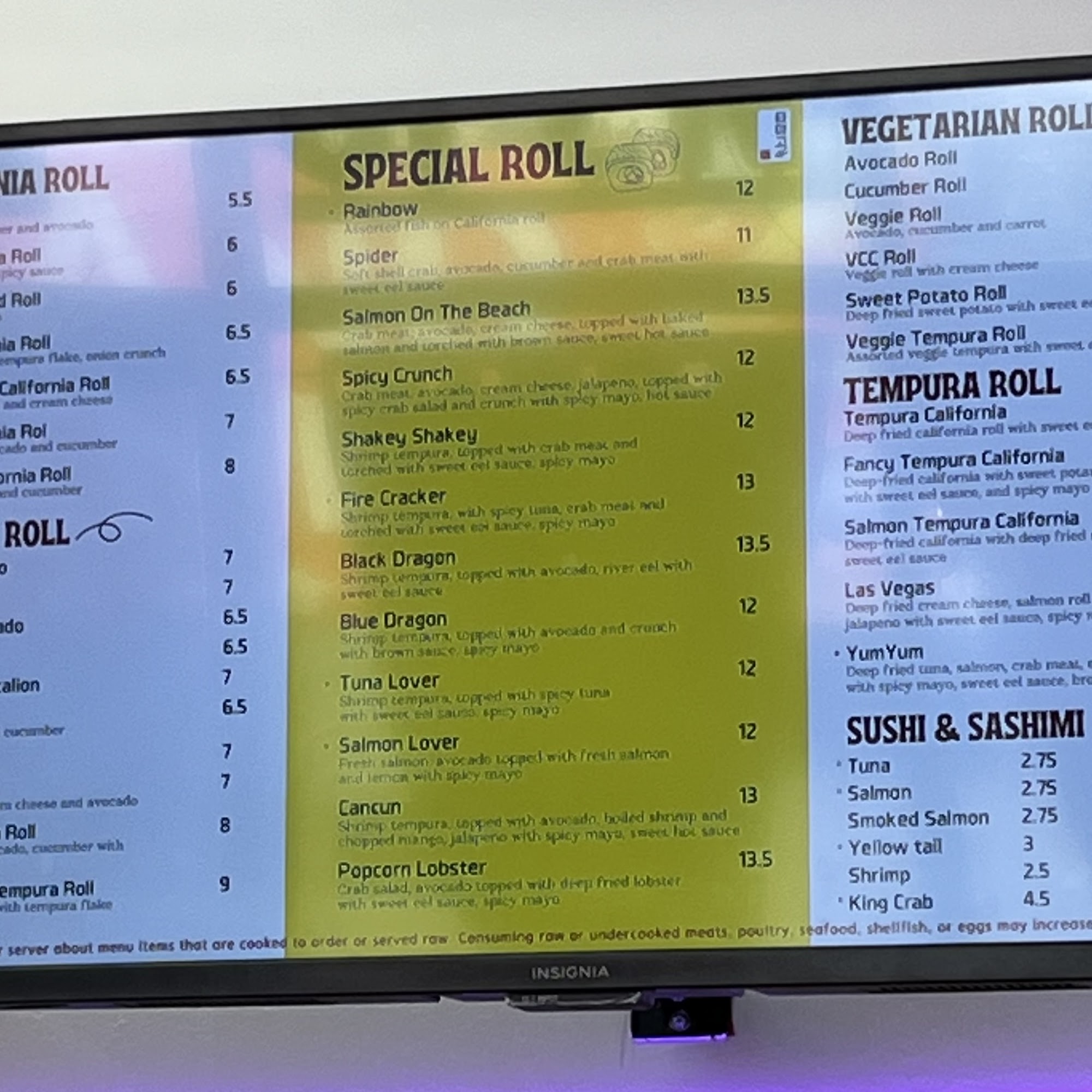 Tamago Sushi and Bowl Menu