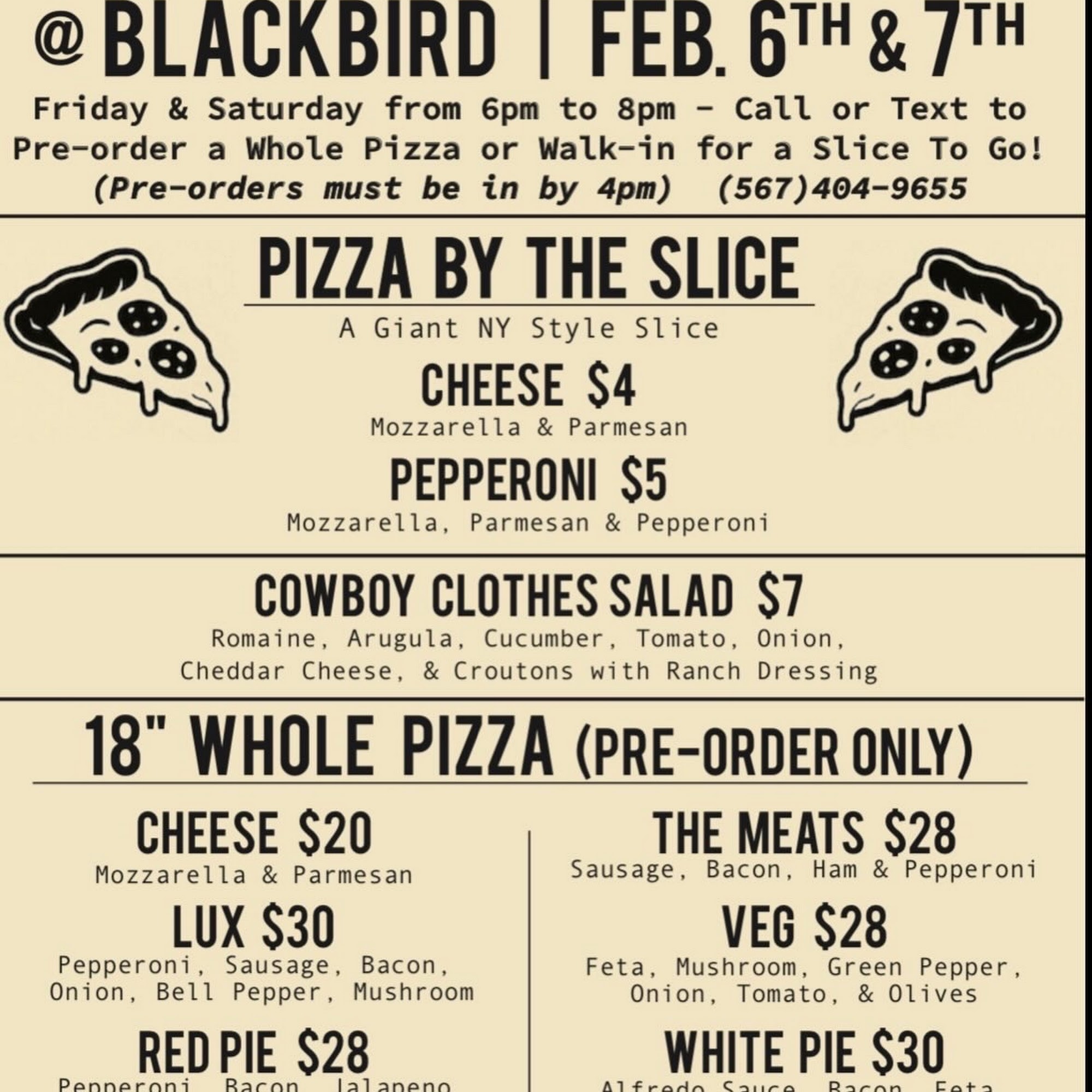 Blackbird Cafe & Baking Company Menu