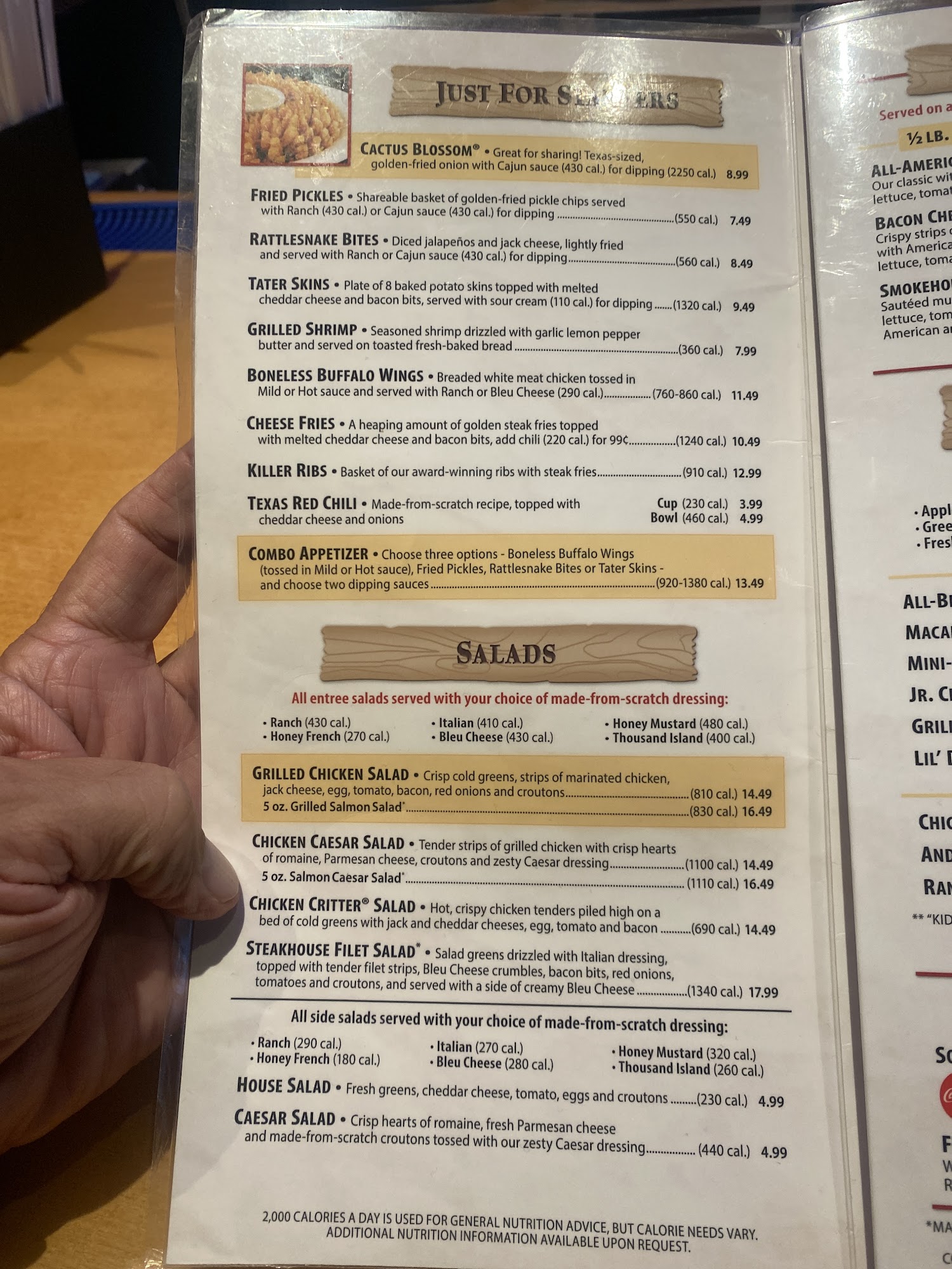 Texas Roadhouse Menu