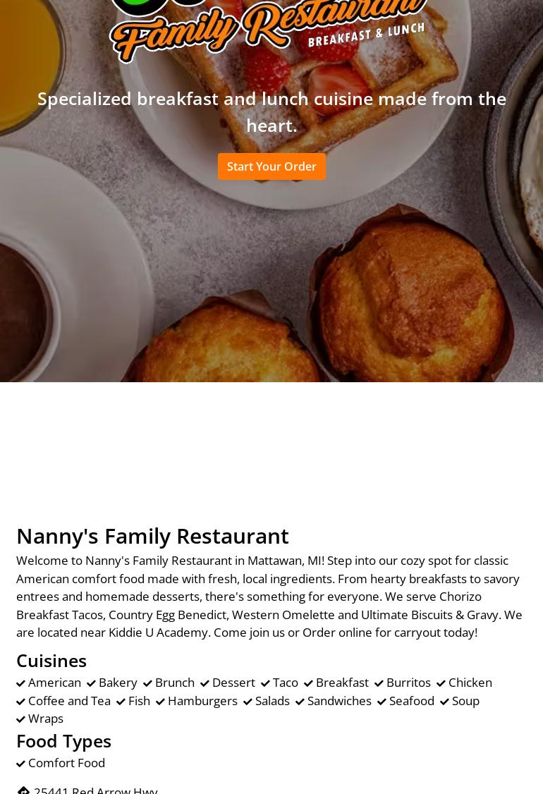 Nanny's Family Restaurant Menu