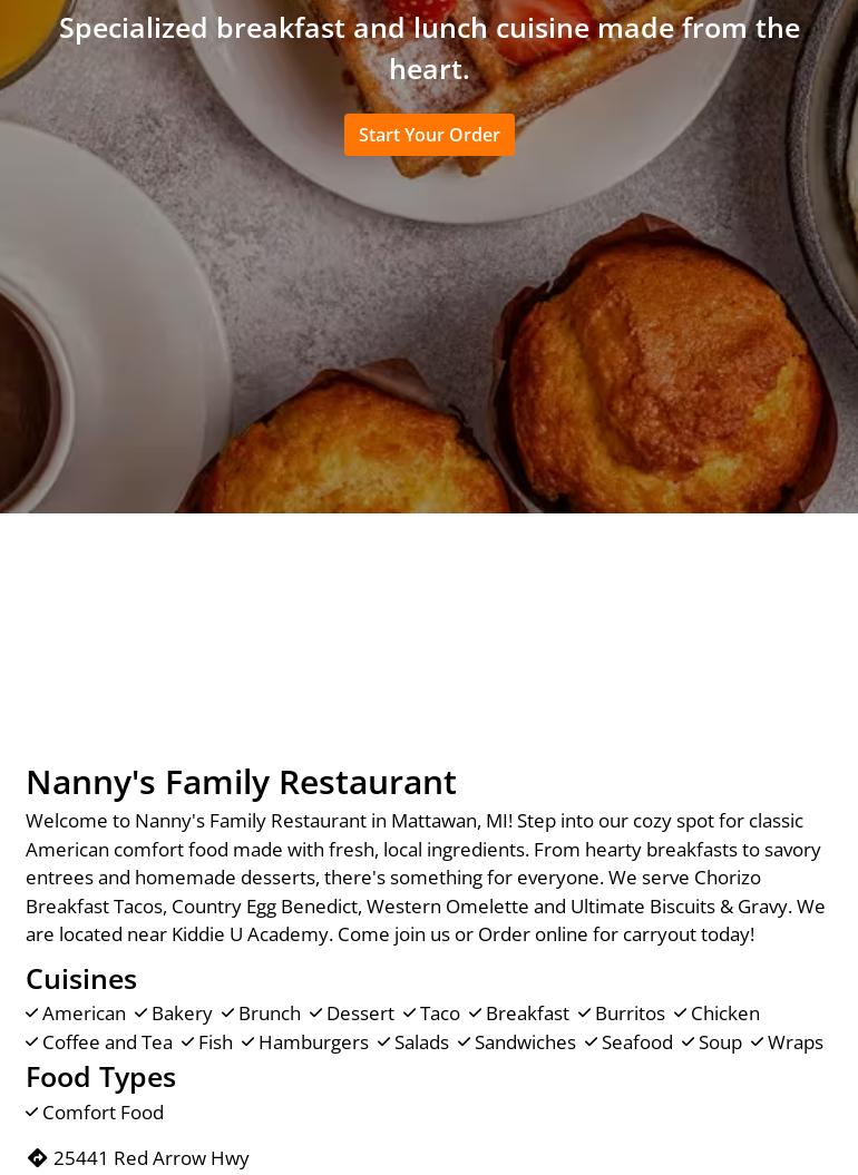 Nanny's Family Restaurant Menu