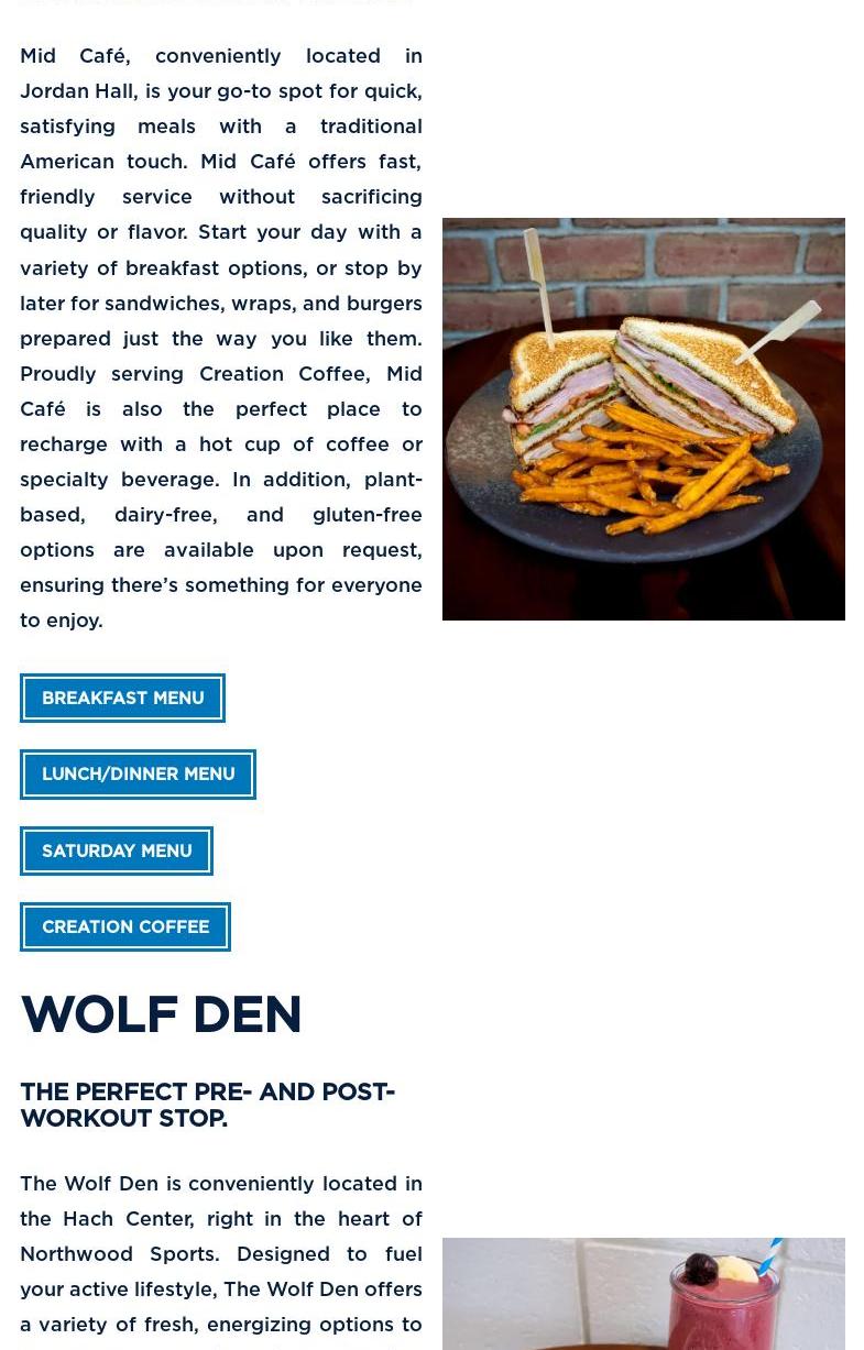 Northwood Dining Services Menu