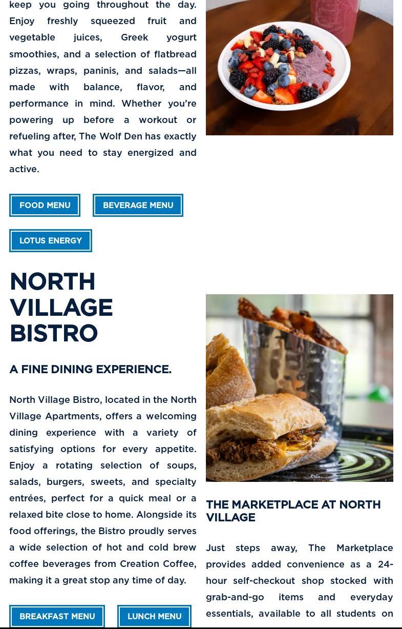 Northwood Dining Services Menu