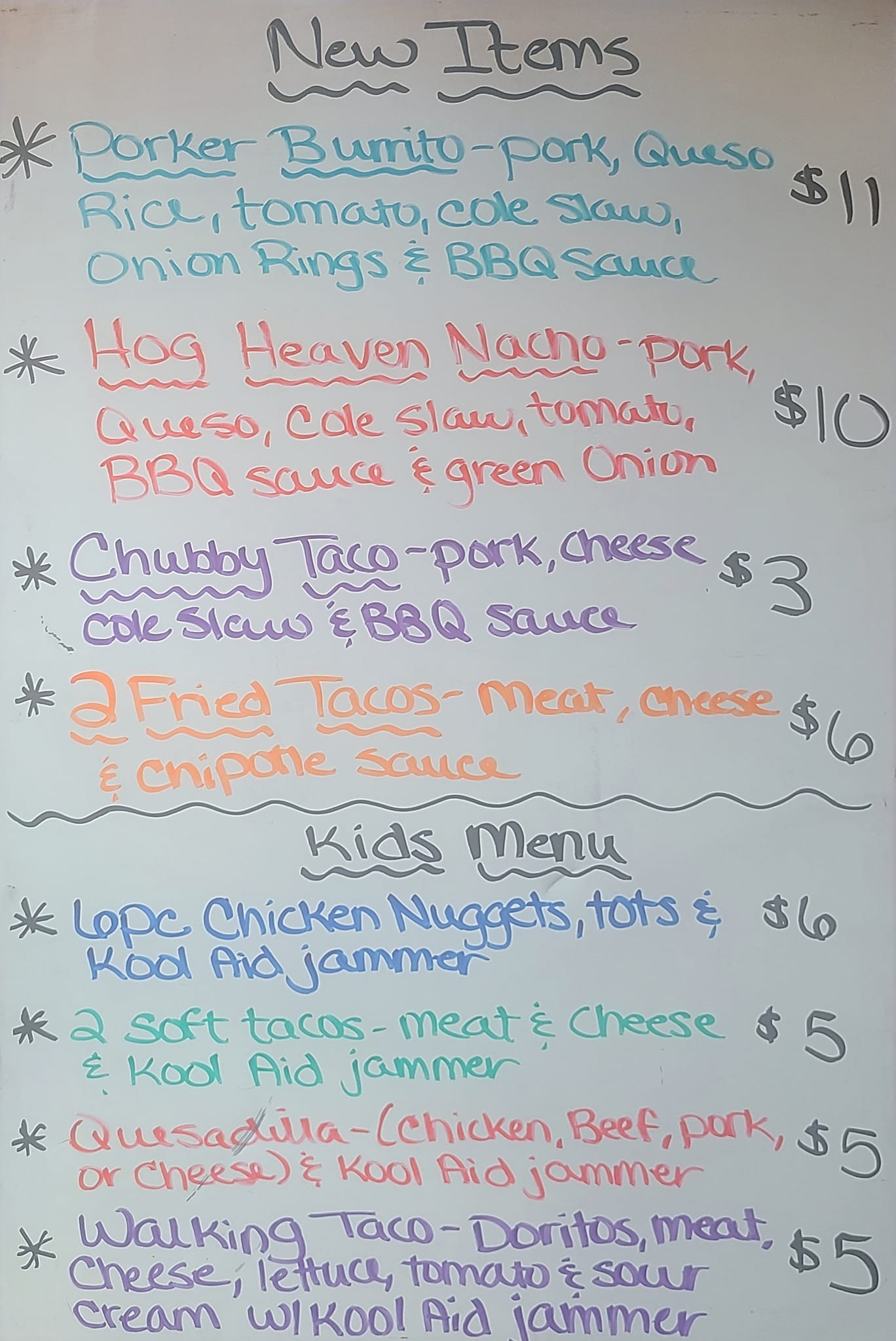 Rollin Fatties Food truck Menu