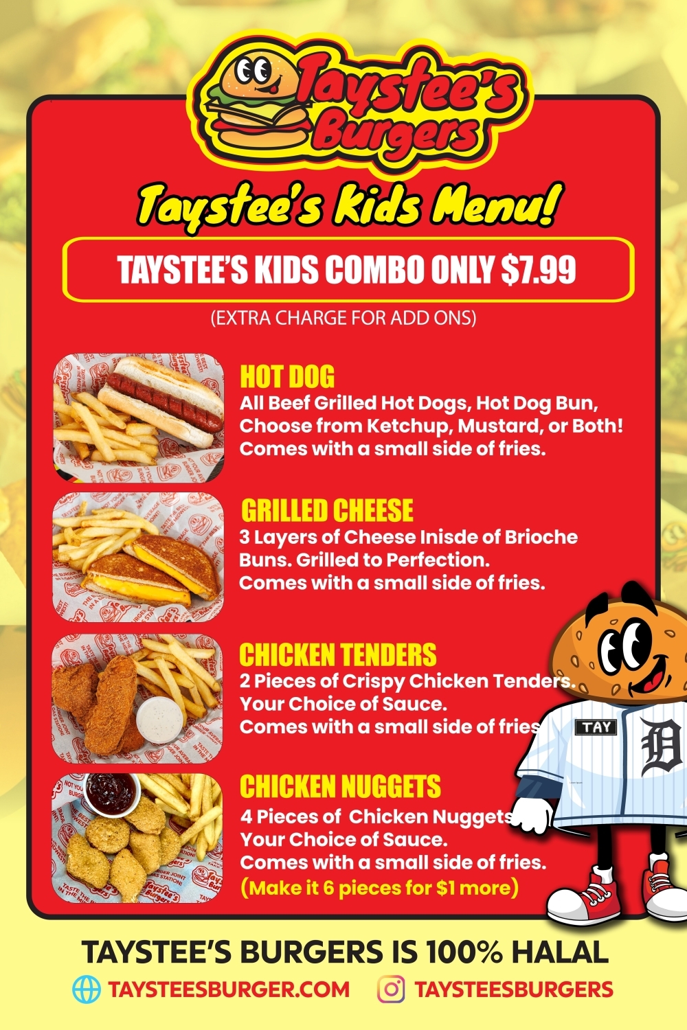Taystee's Burgers Menu
