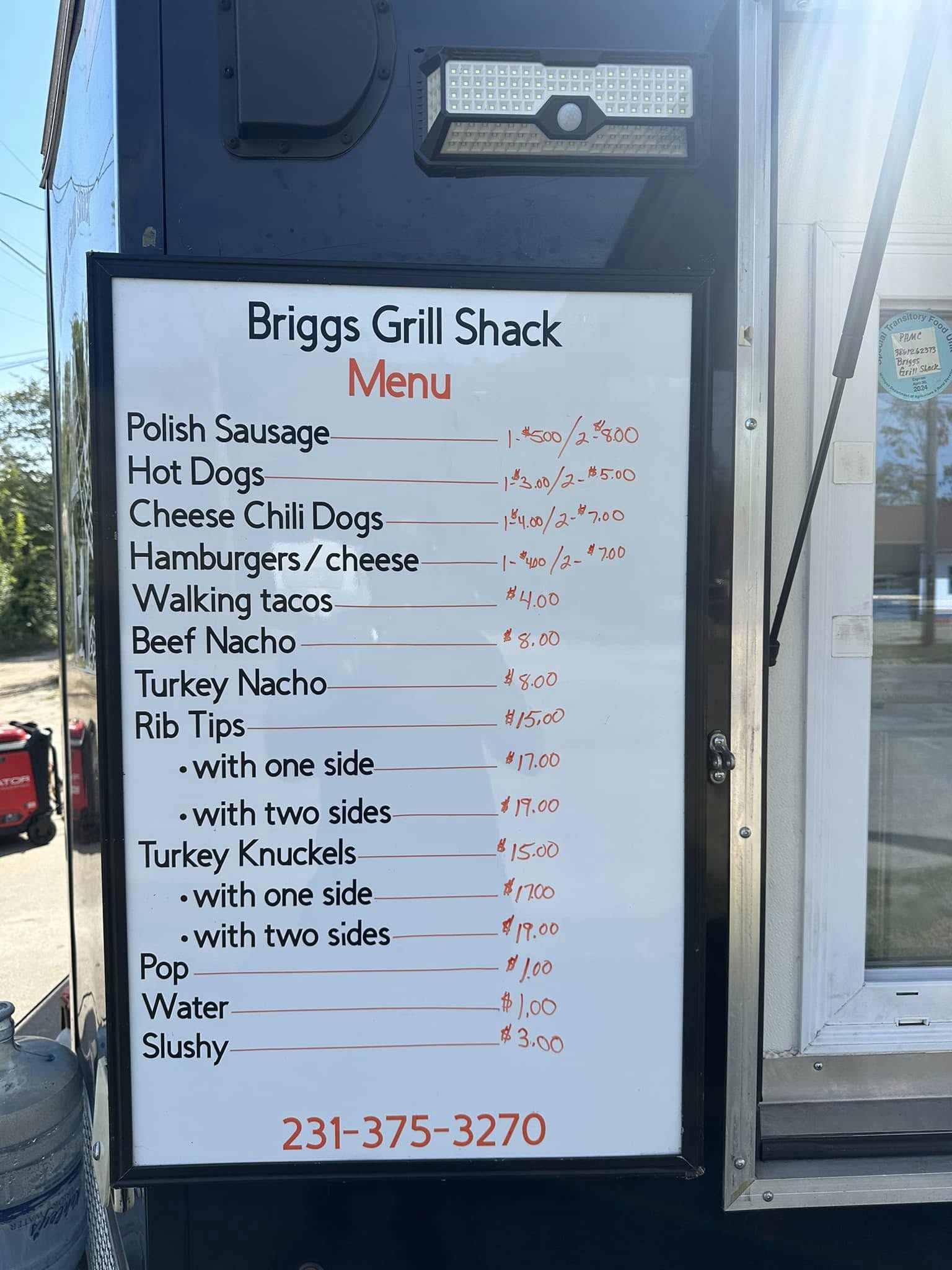 Briggs Grill Shack Menu
