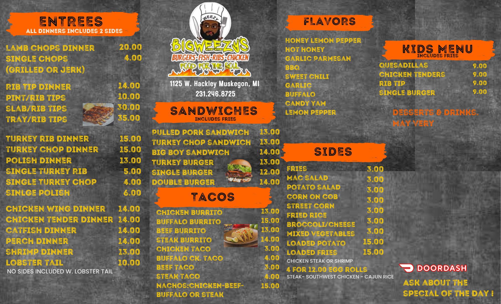 Poboys Inc Menu