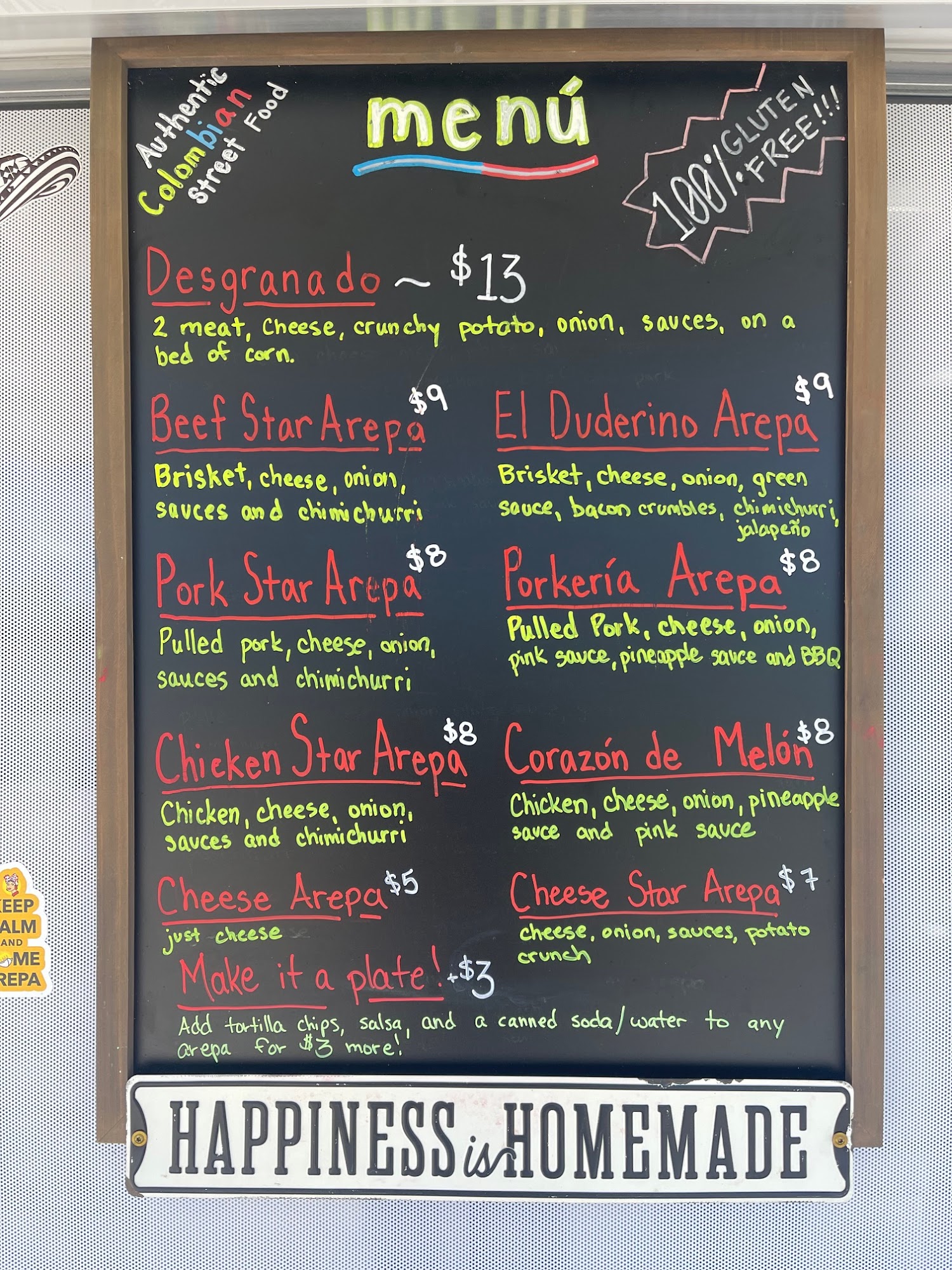 Hola Arepa Menu