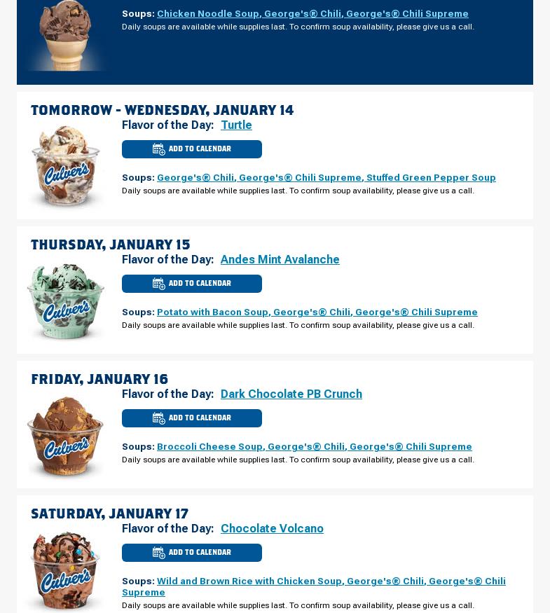 Culver’s Menu