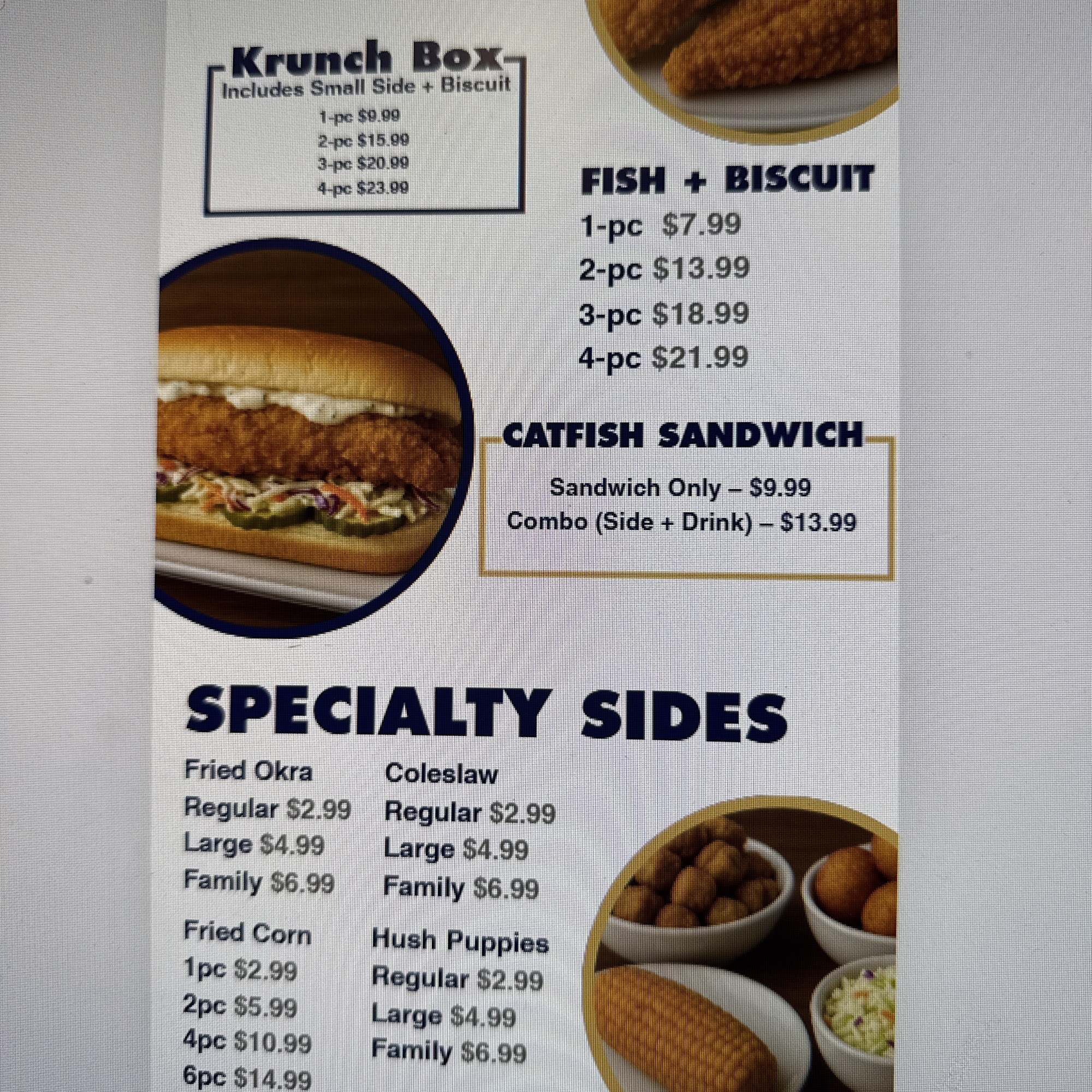 Krispy Krunchy Chicken Menu