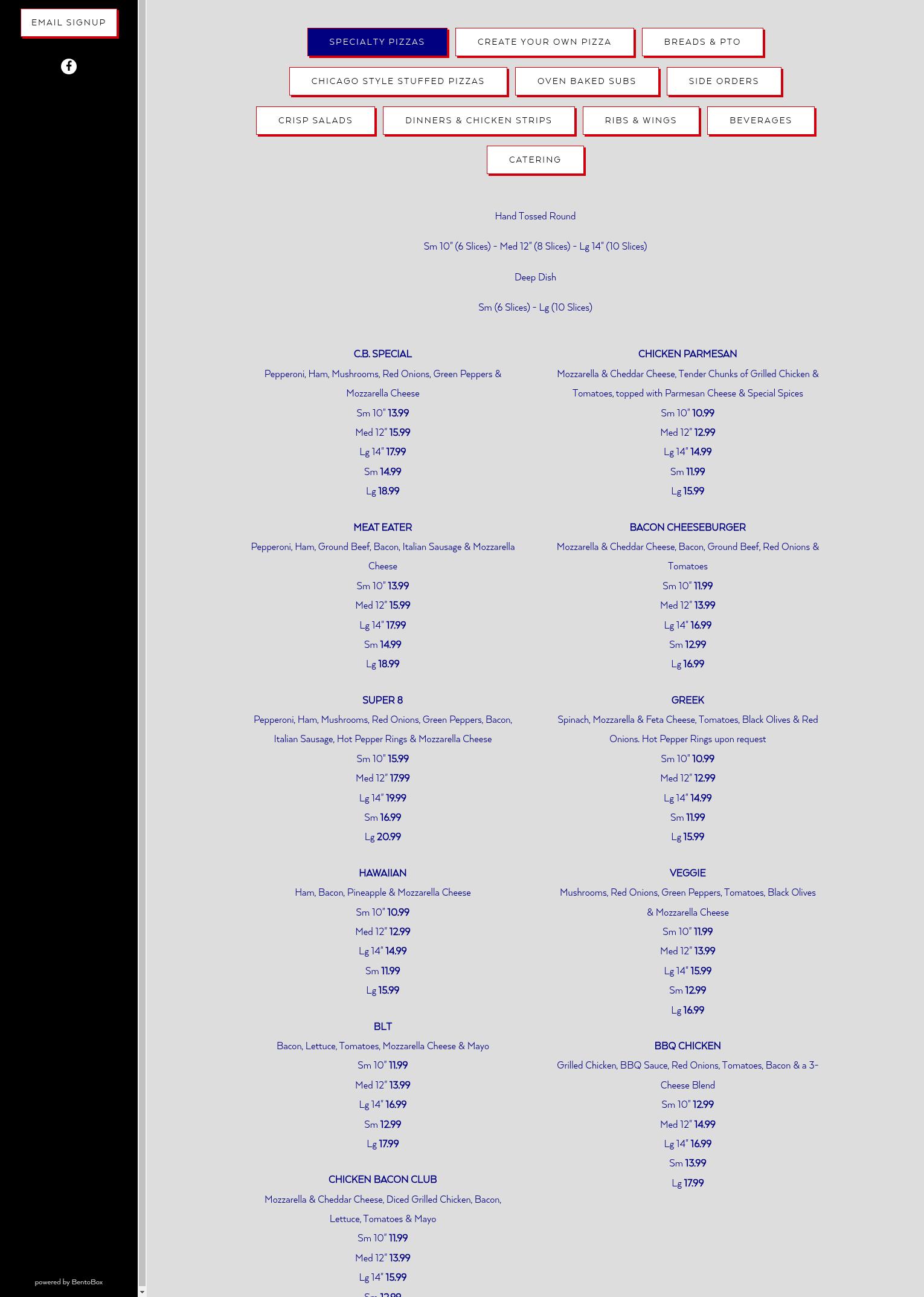 Chicago Brothers Pizza & Deli Menu