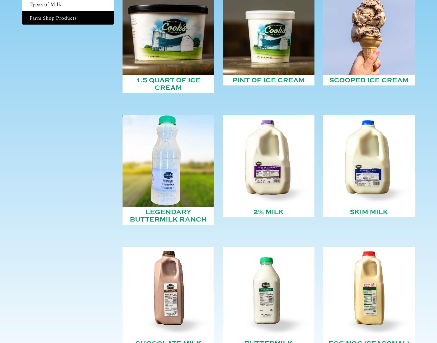 Cook's Farm Dairy Menu