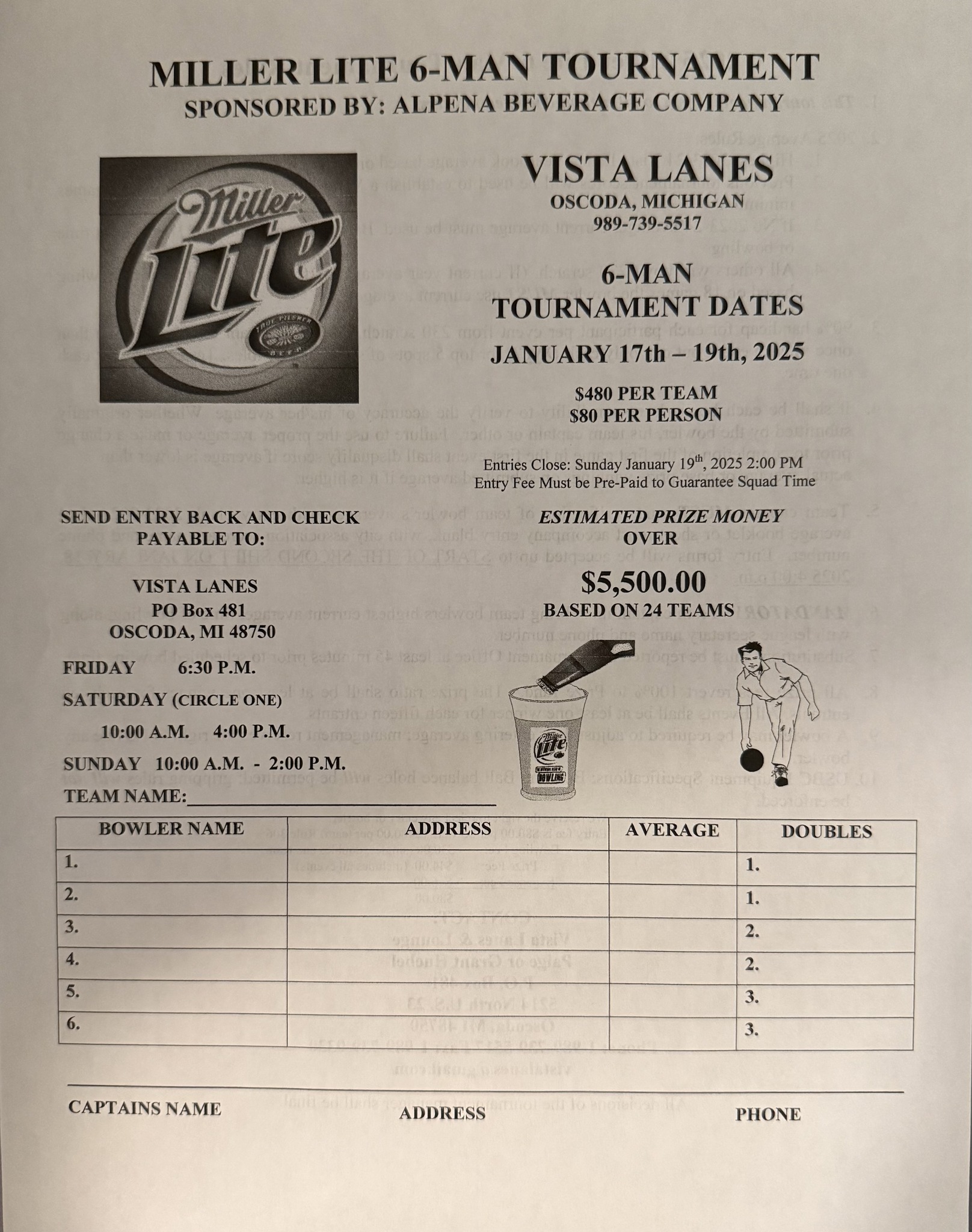 Vista Lanes & Lounge Menu
