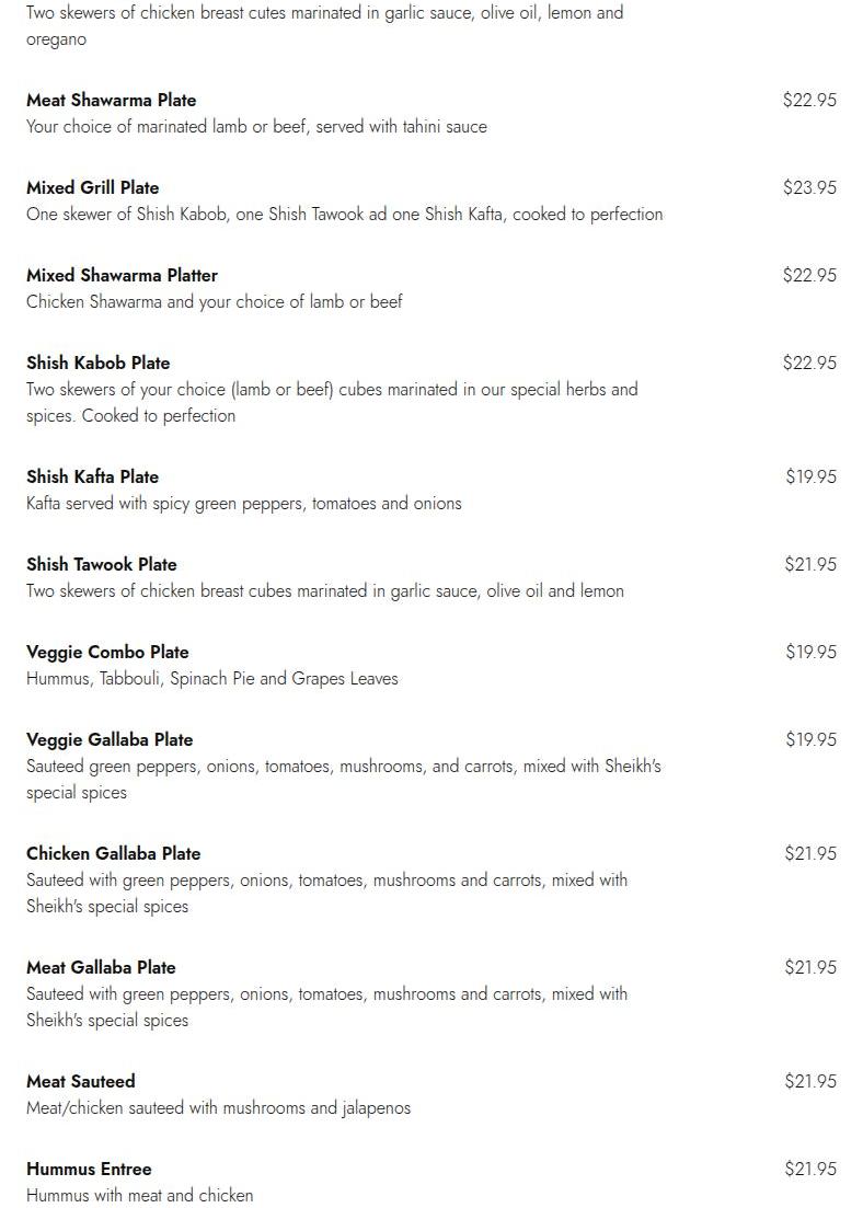 Fattoush Bistro & Grill Menu