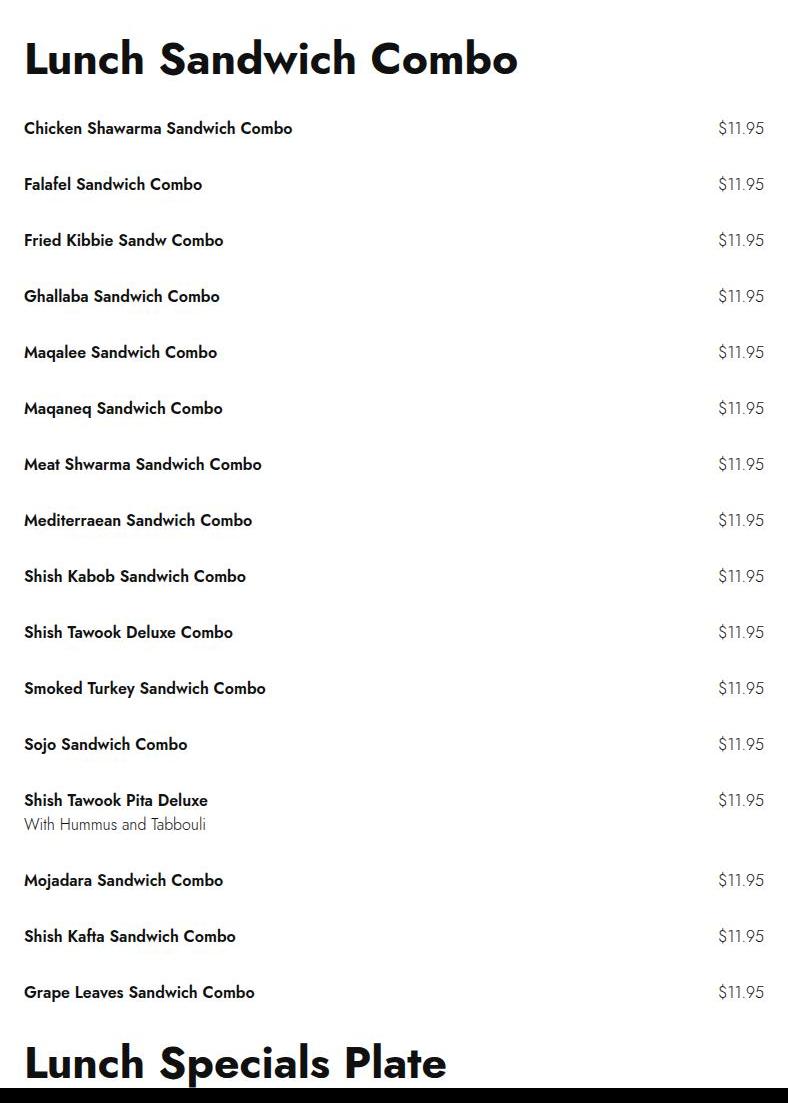 Fattoush Bistro & Grill Menu