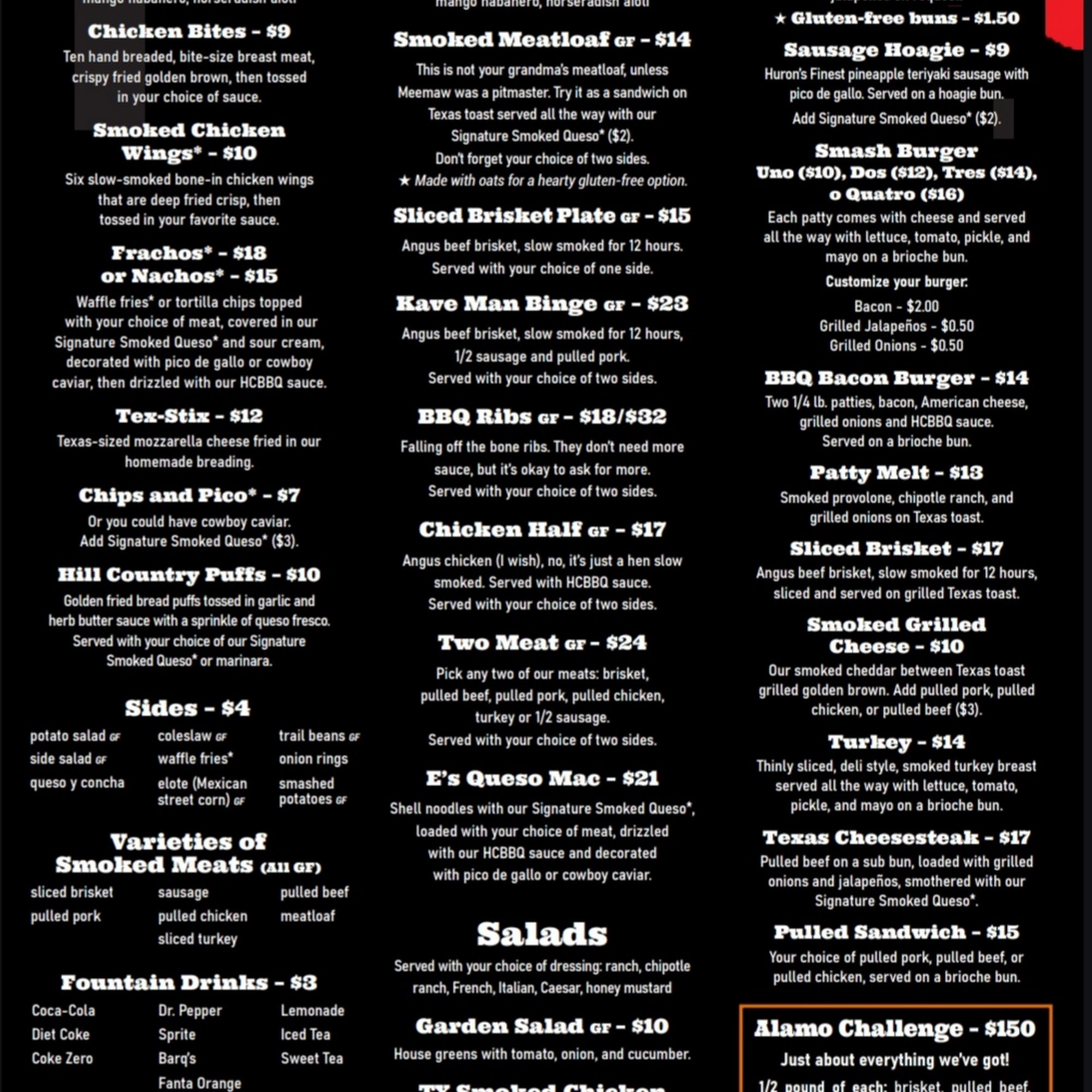 Huron Co BBQ Menu