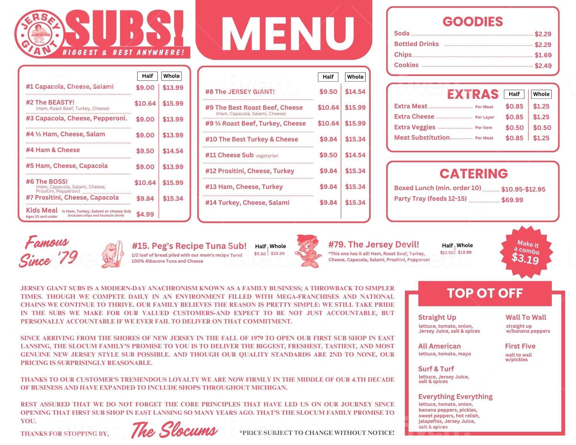 Jersey Giant SUBS! Menu