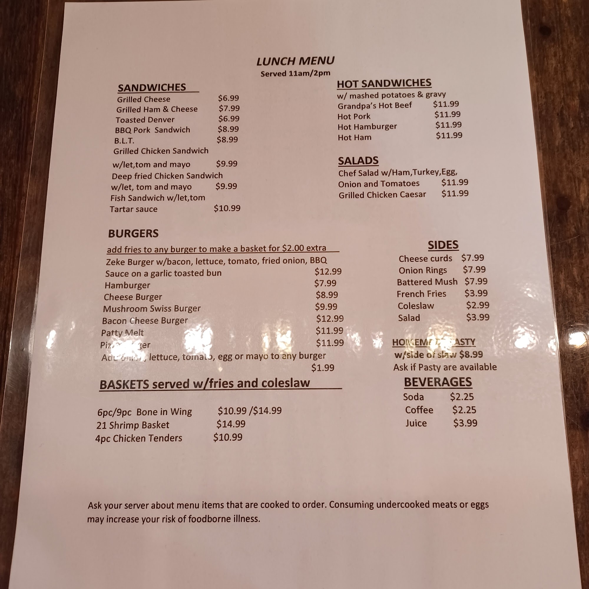 Buck-N-Ham Cafe Menu