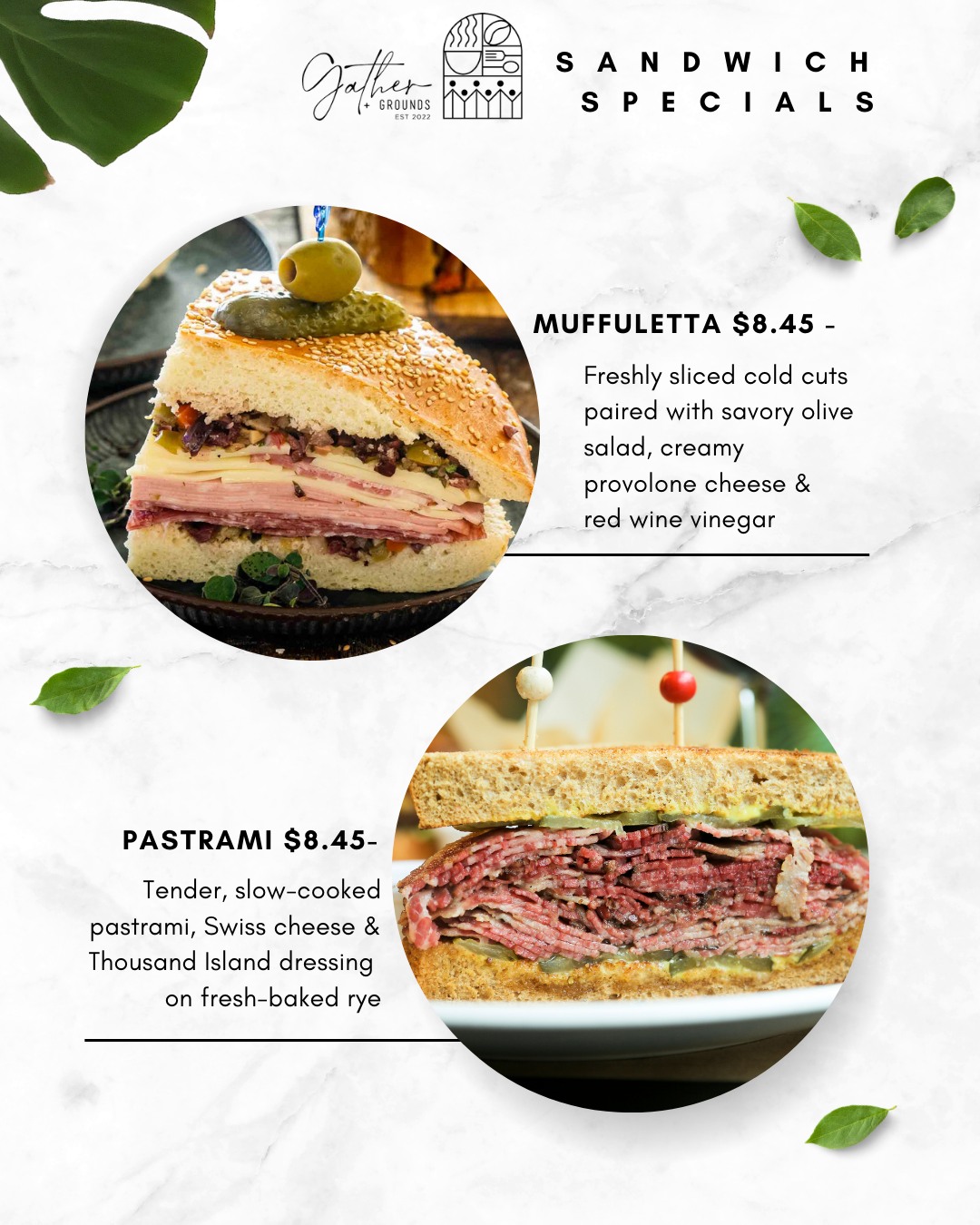 Gather + Grounds North Menu