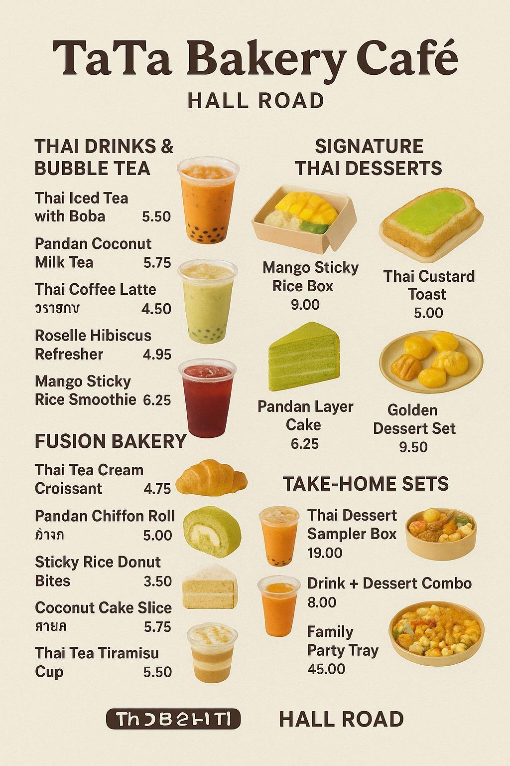 Ta Ta Bakery Menu