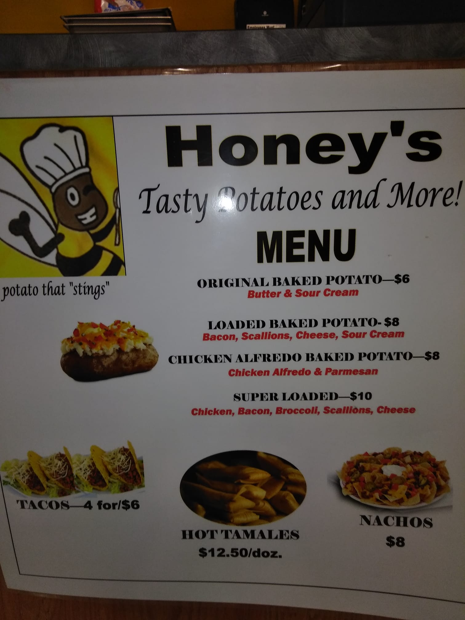 Honey's Tasty Potatoes Menu