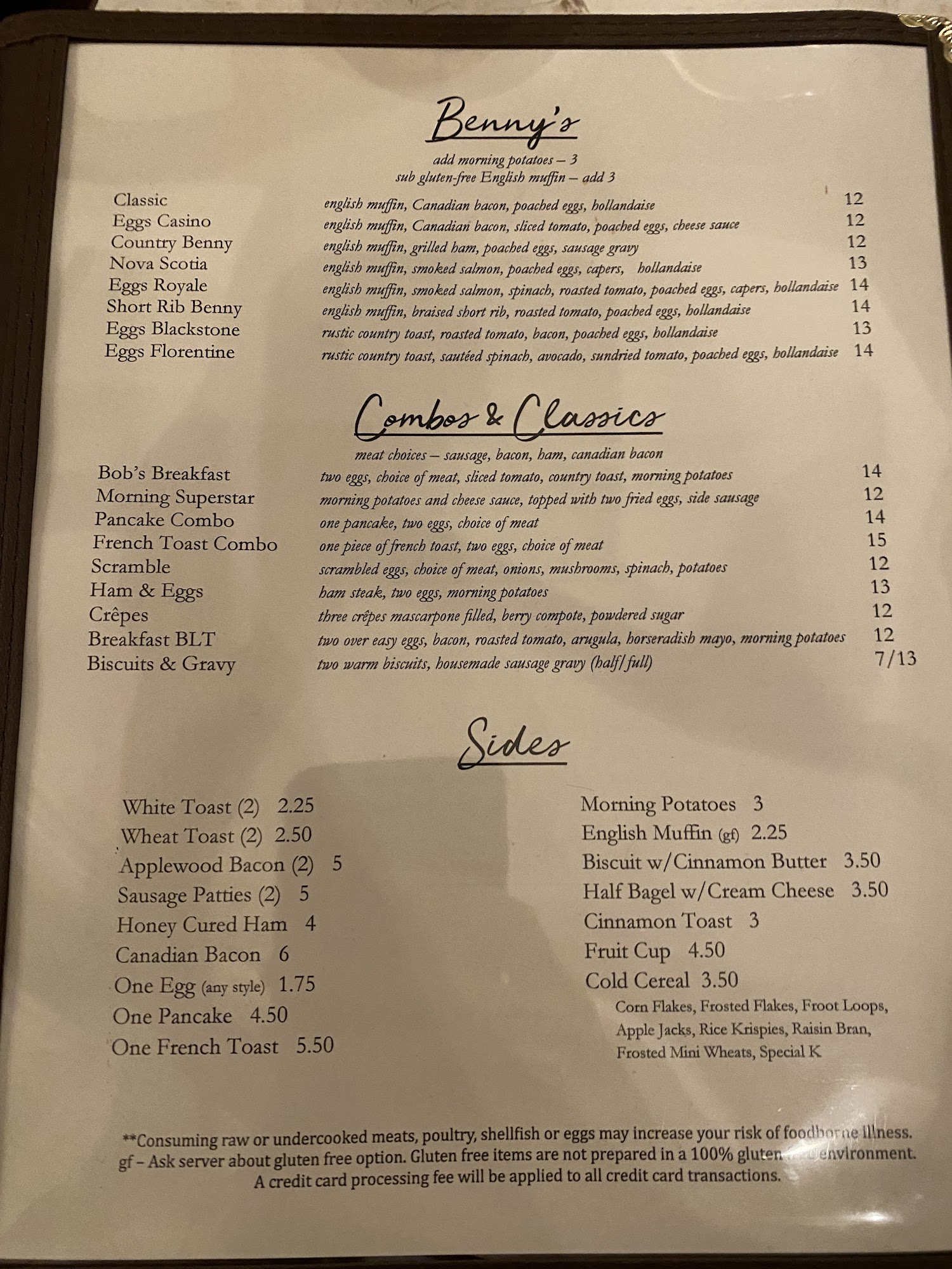 The Copper Pot Breakfast Cafe Menu