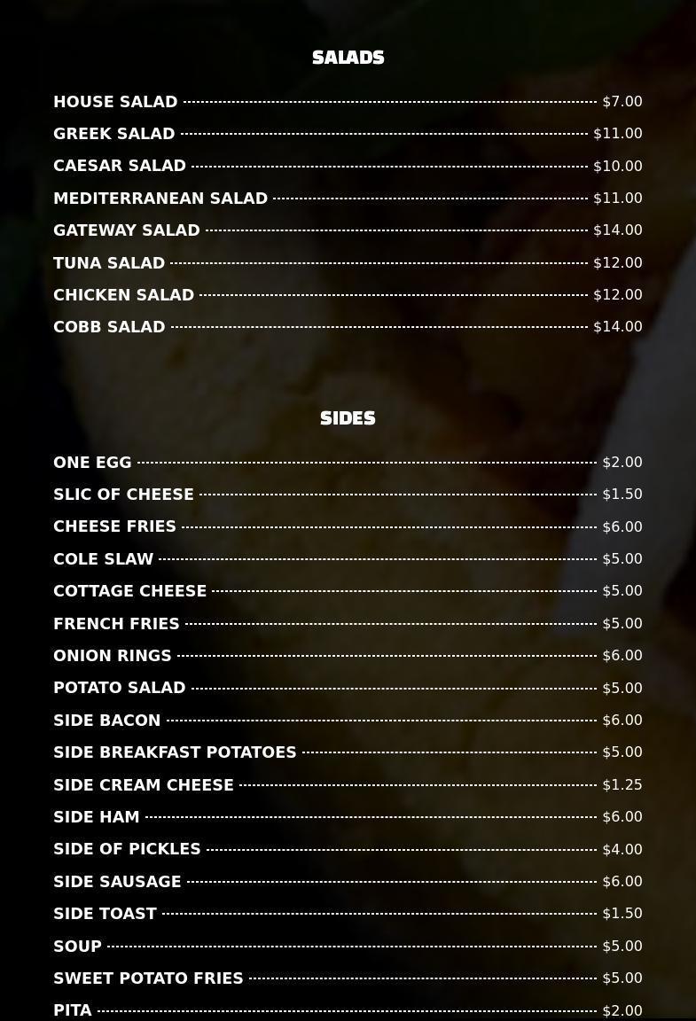 Gateway Deli & Catering Menu