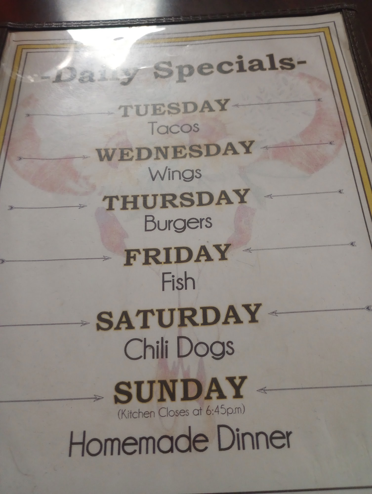 The Buff Bar and Grill Menu