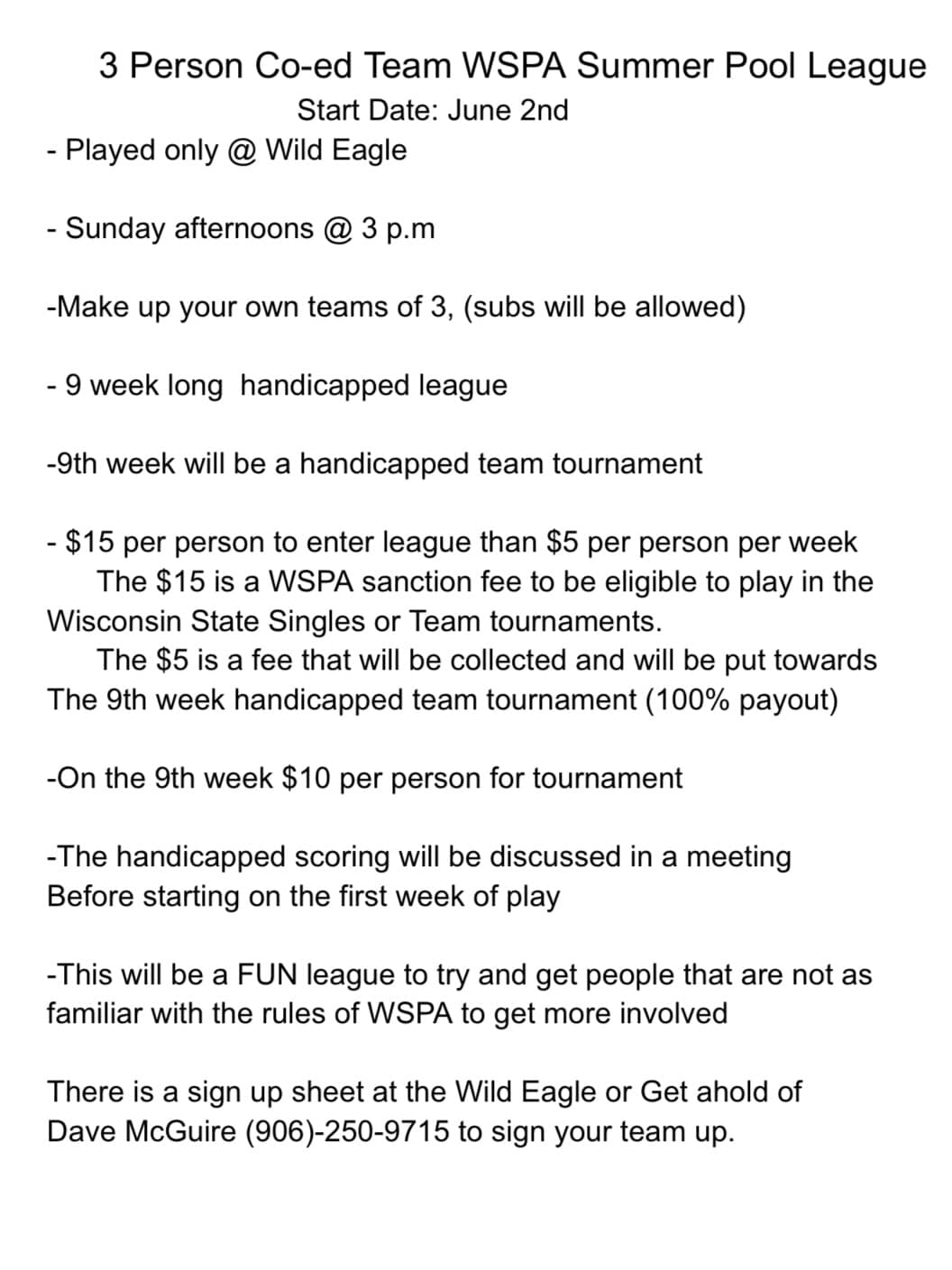 Wild Eagle Bar & Grill Menu