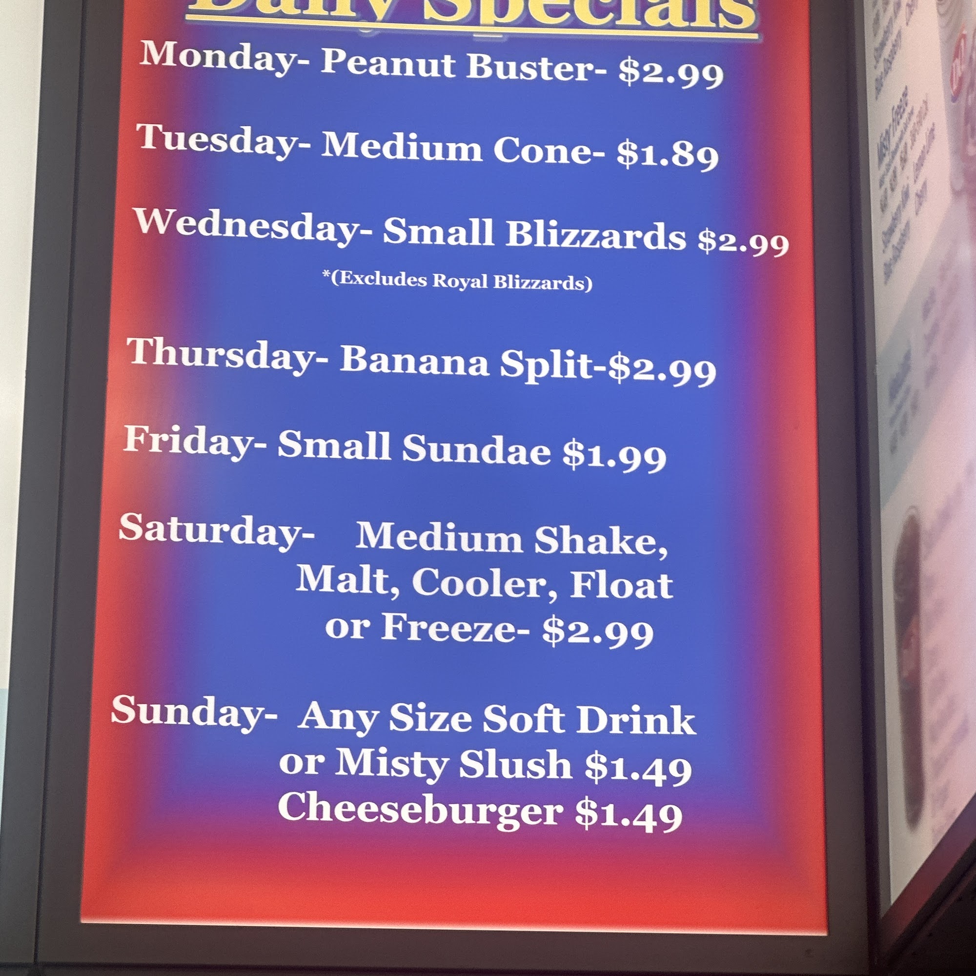 Dairy Queen Grill and Chill Menu