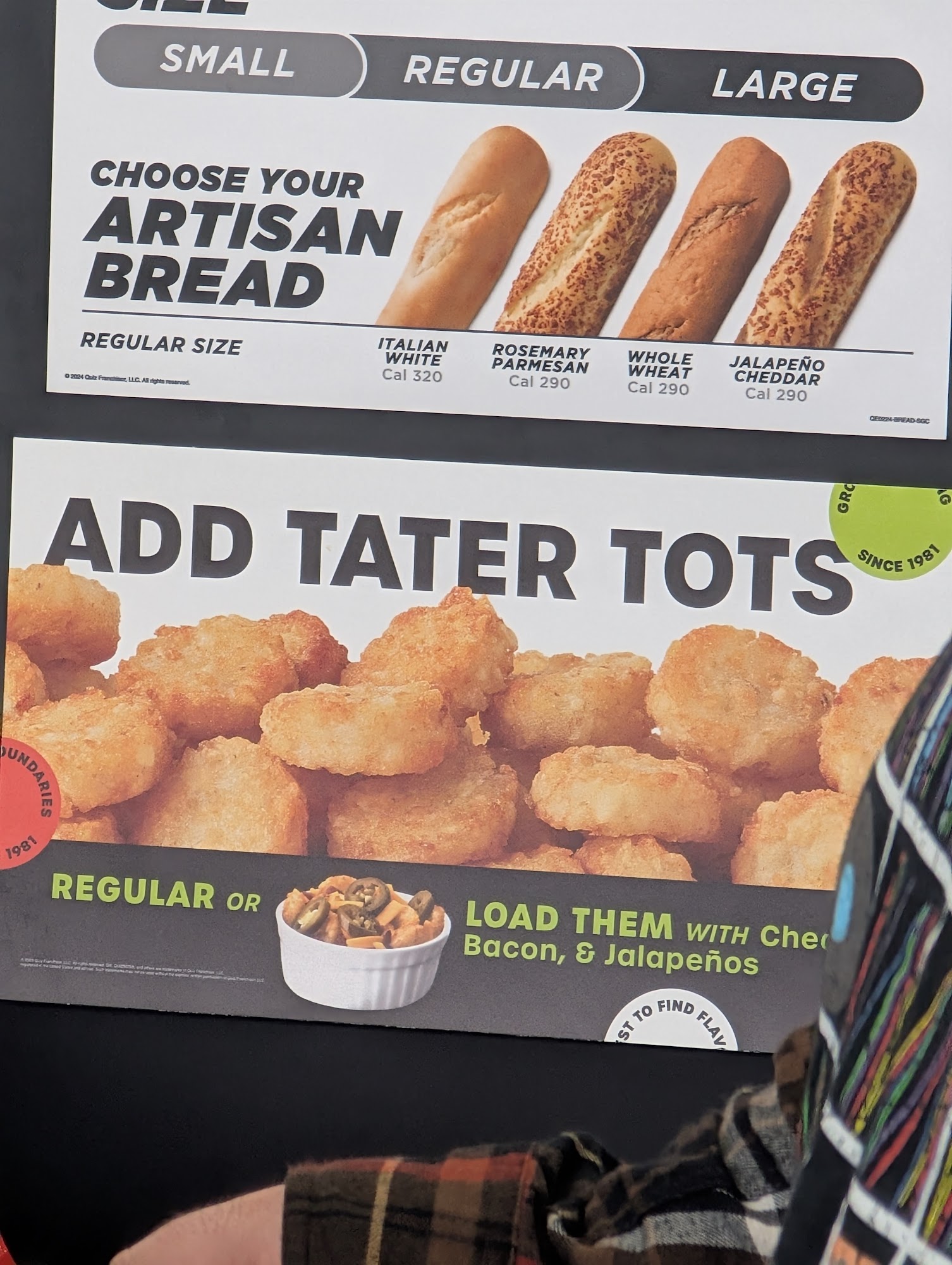 Quiznos Menu