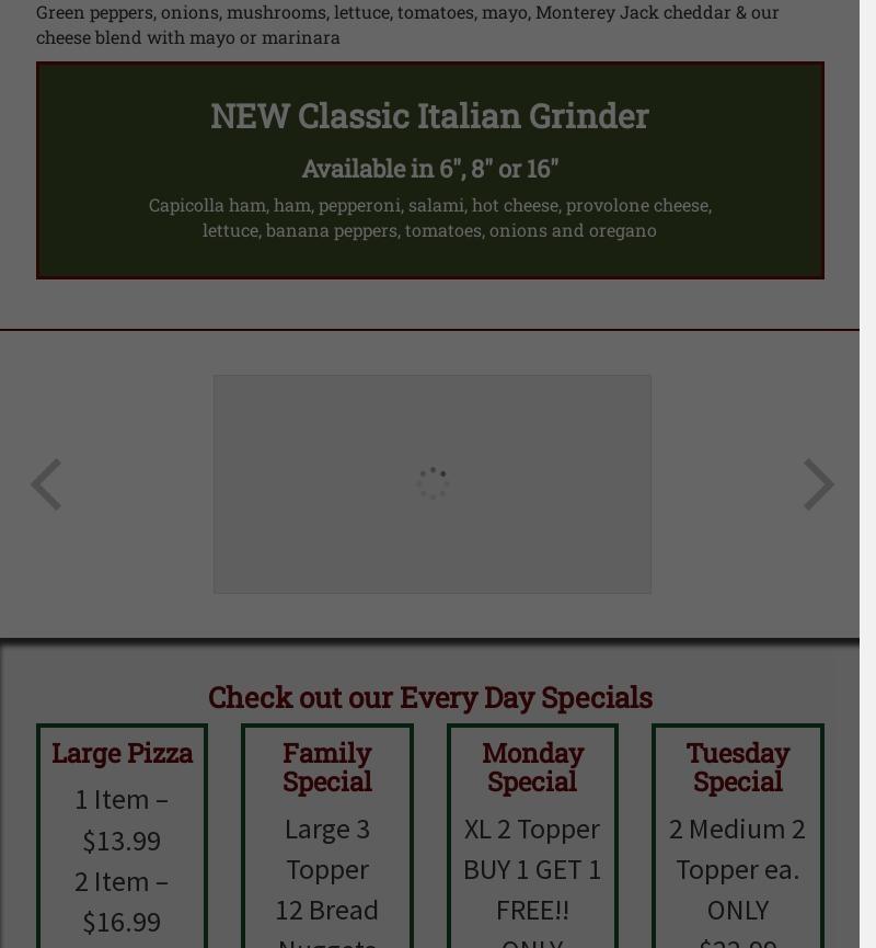 Nico's Pizza & Grinders Menu