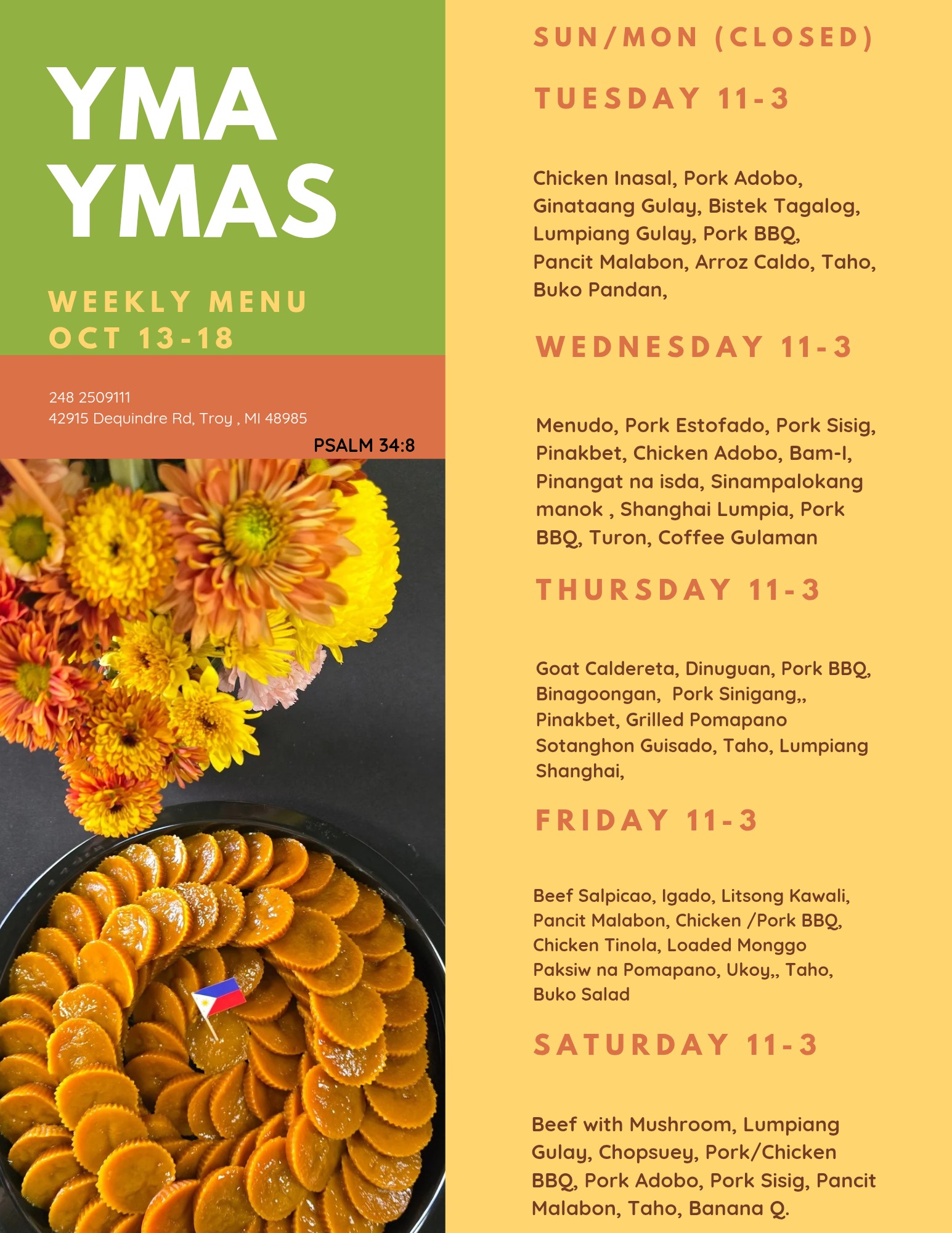 YMA YMAS Restaurant Menu