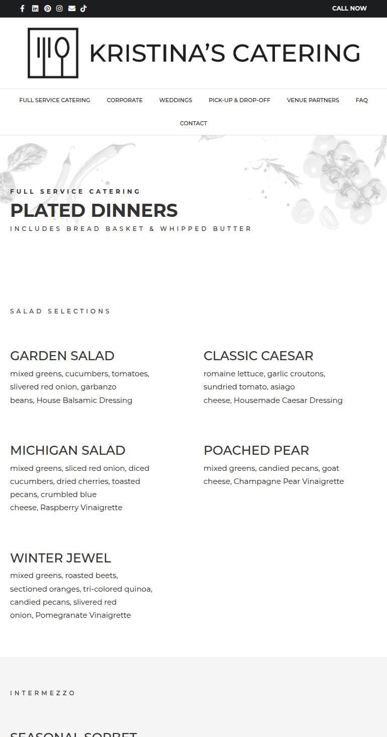 Kristina's Catering Menu
