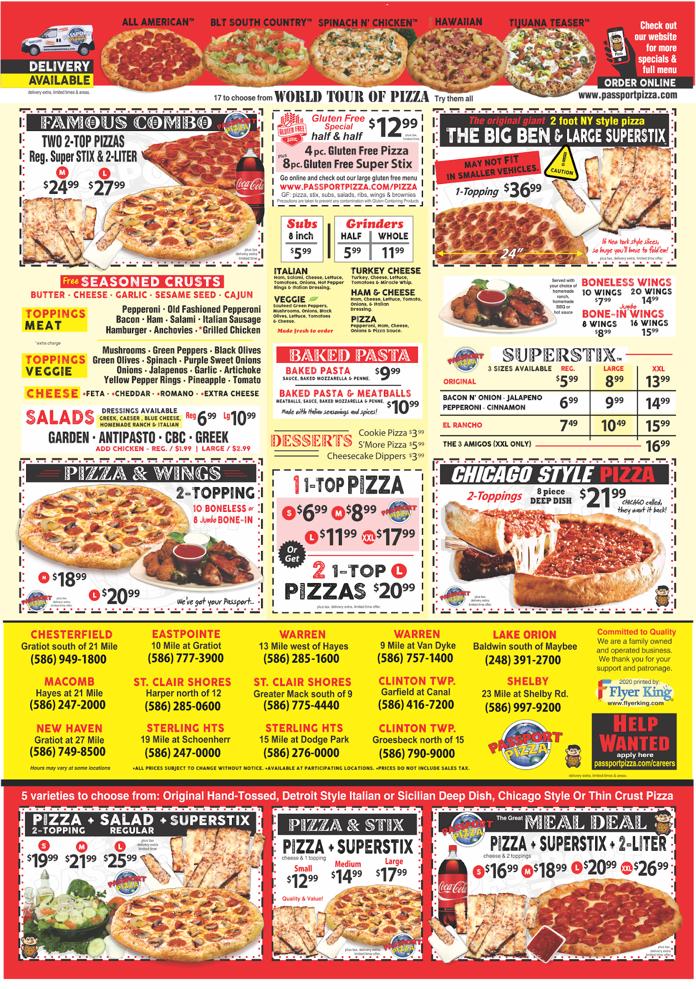 Passport Pizza Menu