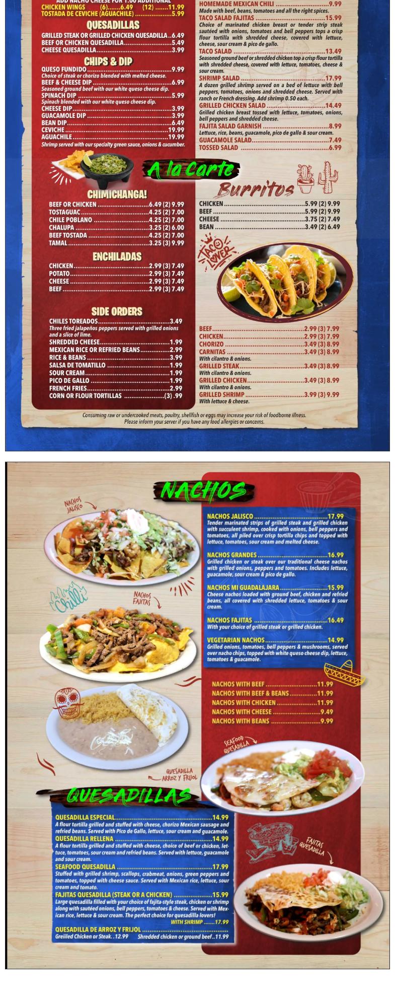Mi Guadalajara Mexican Menu