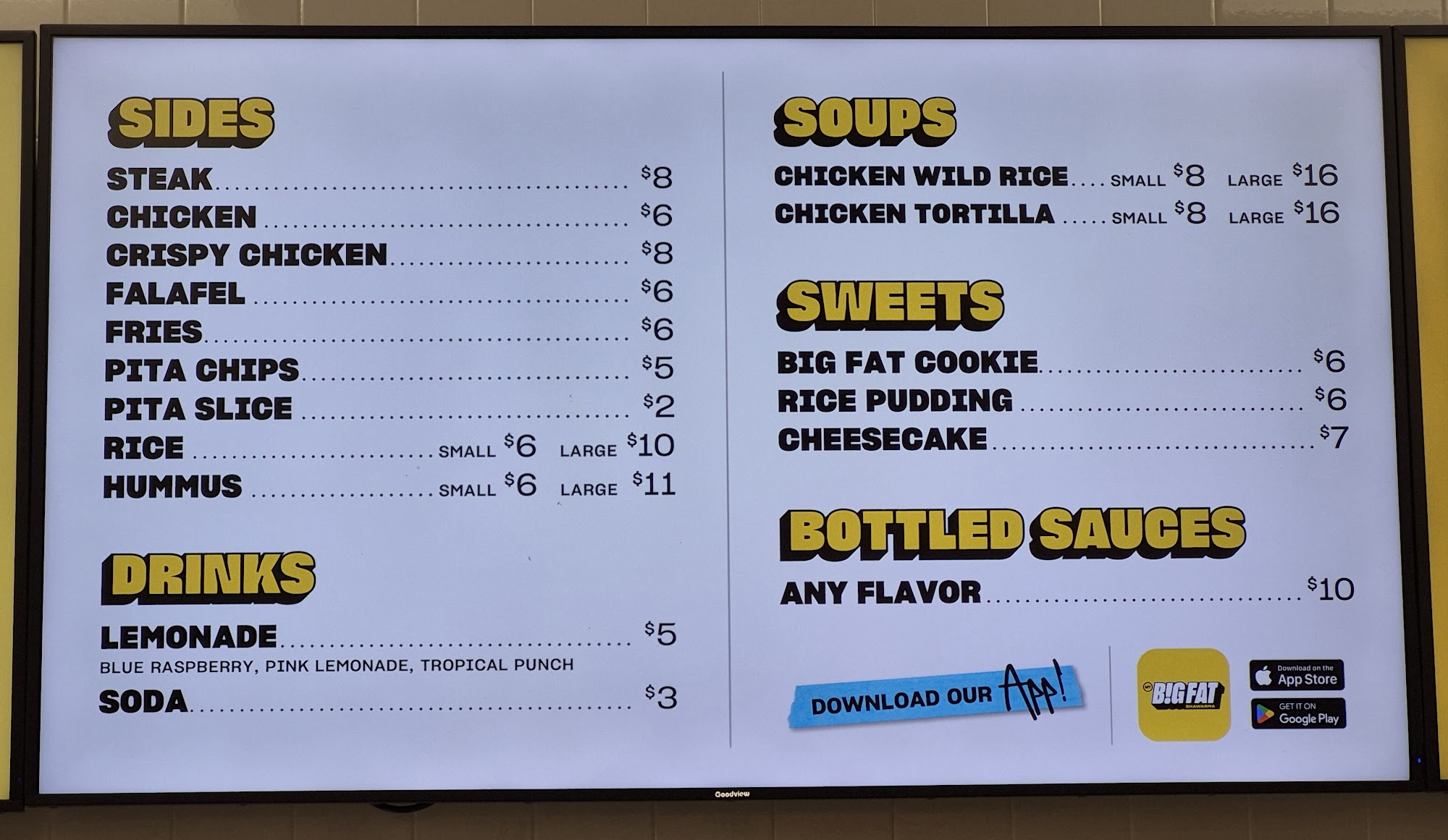 My Big Fat Shawarma Menu