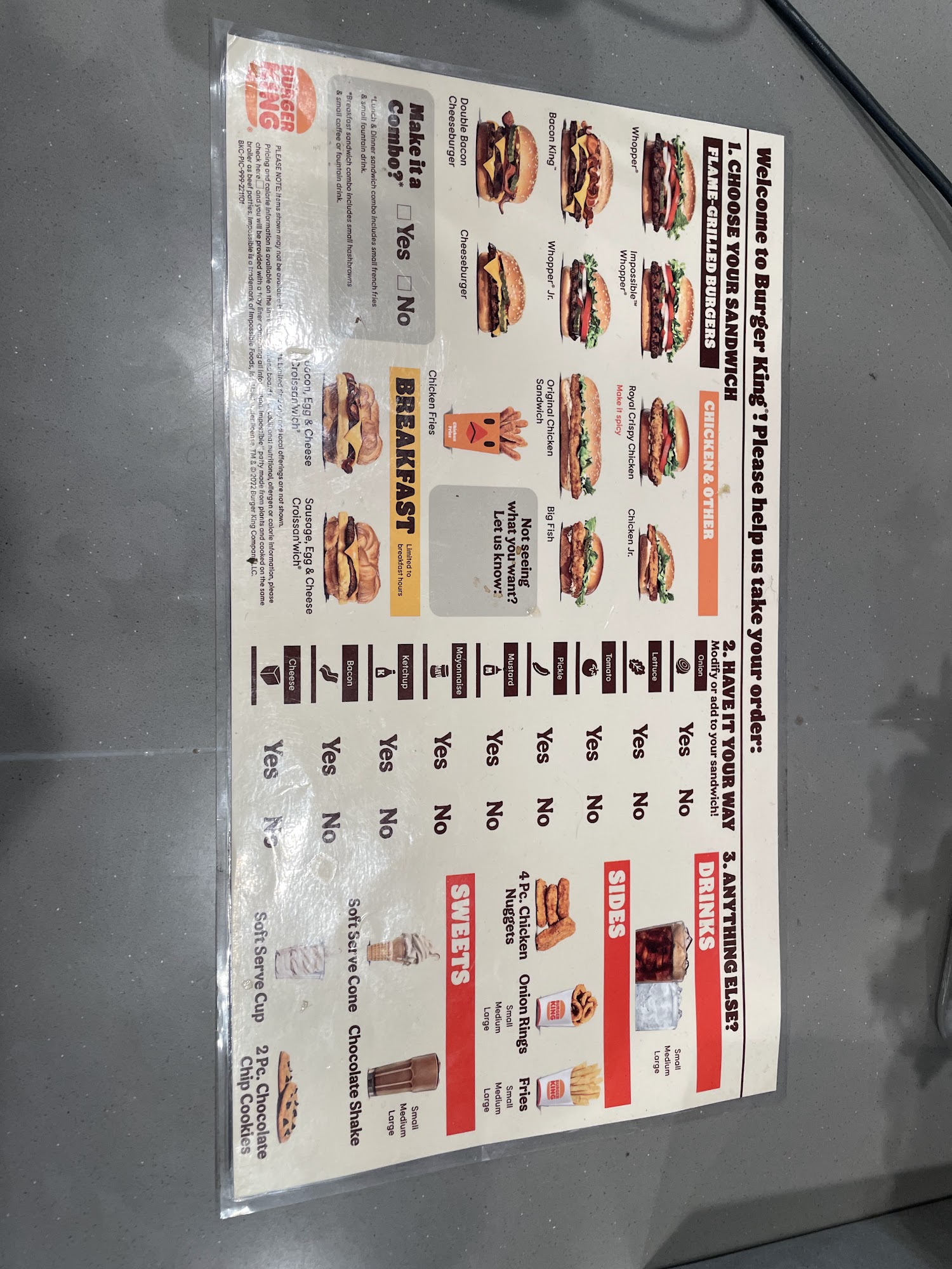 Burger King Menu