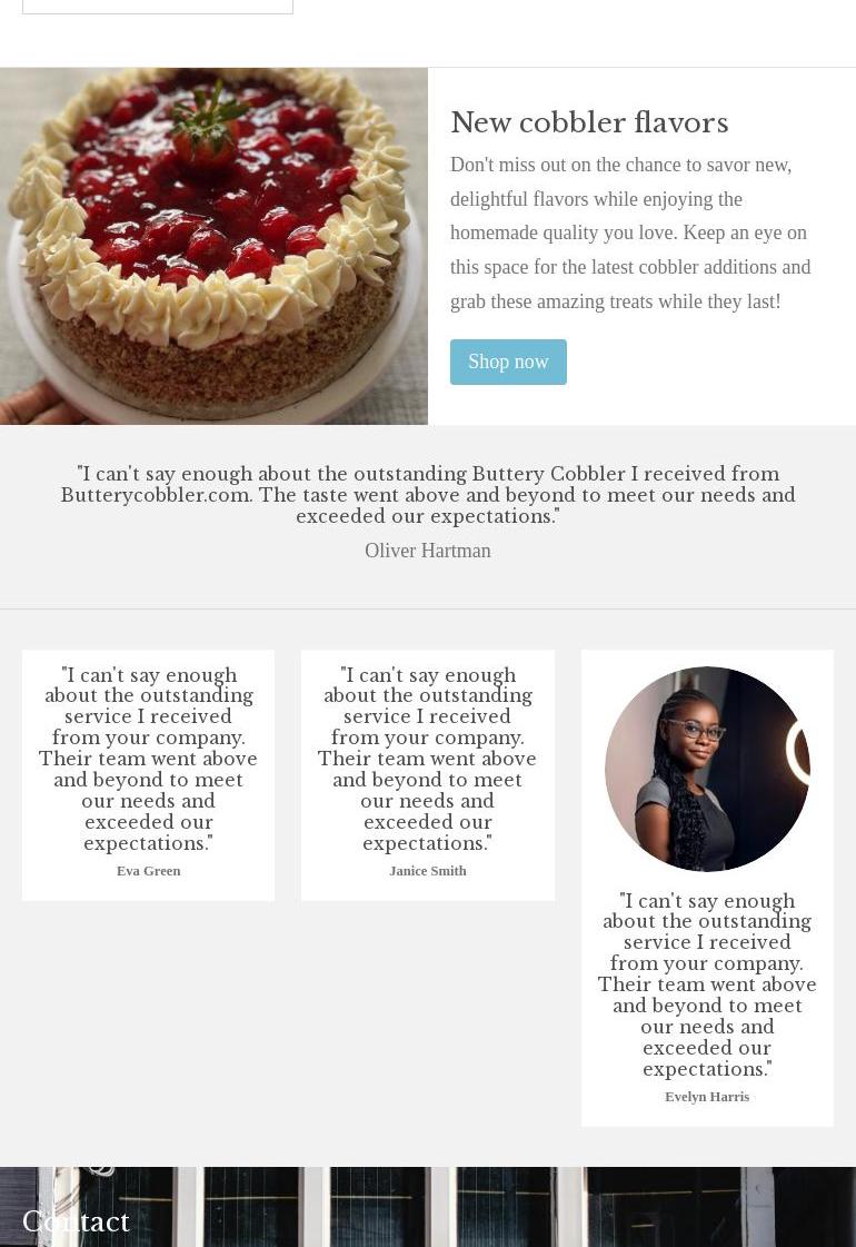 Butter Cobbler & Things LLC Menu