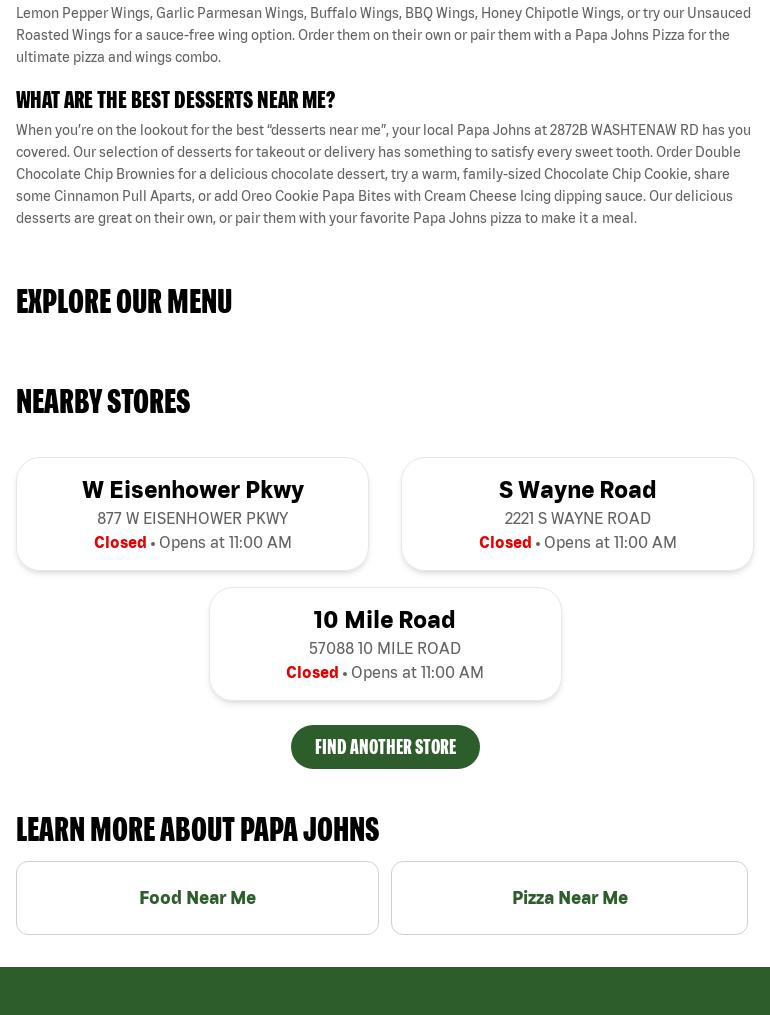 Papa Johns Pizza Menu