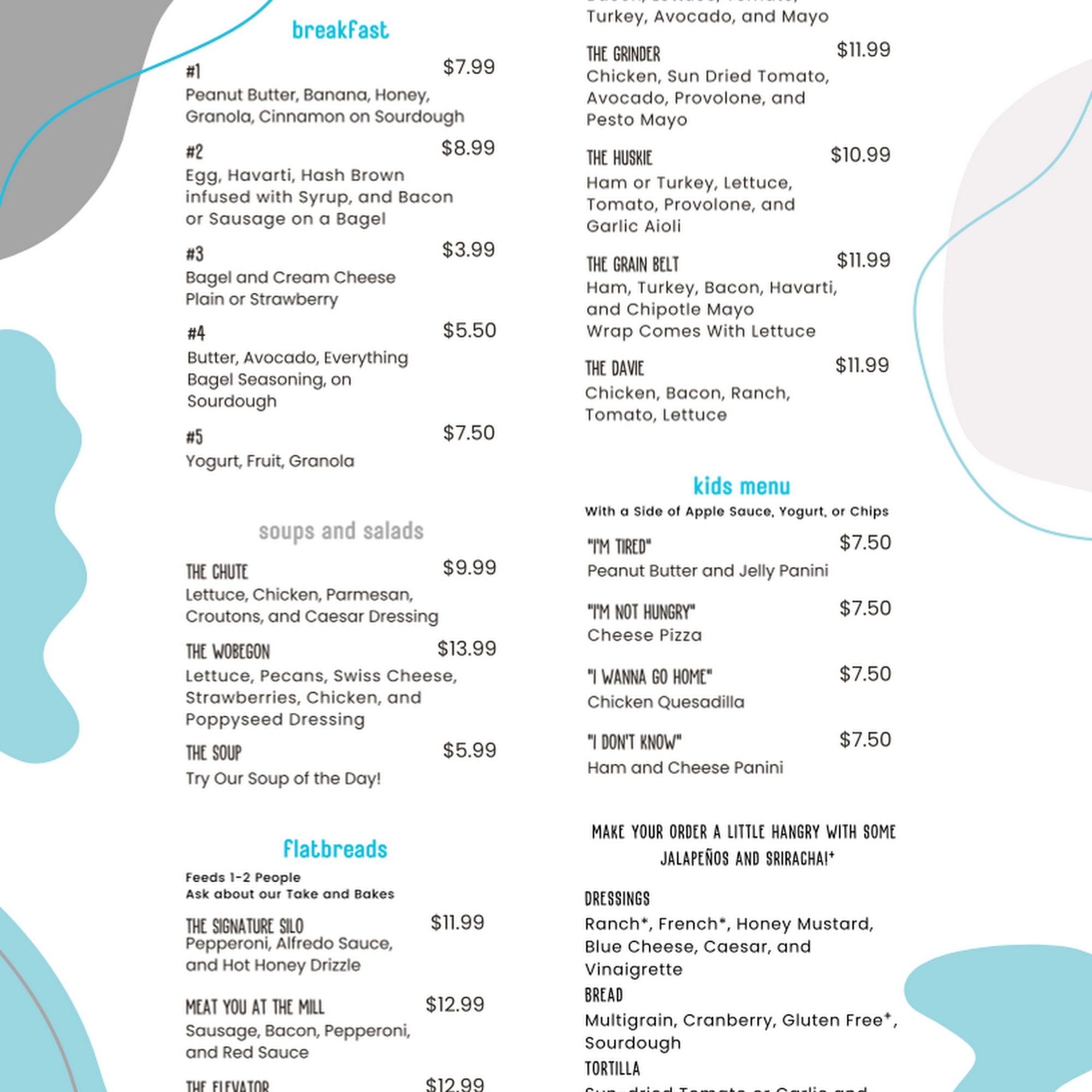 The Mill Menu