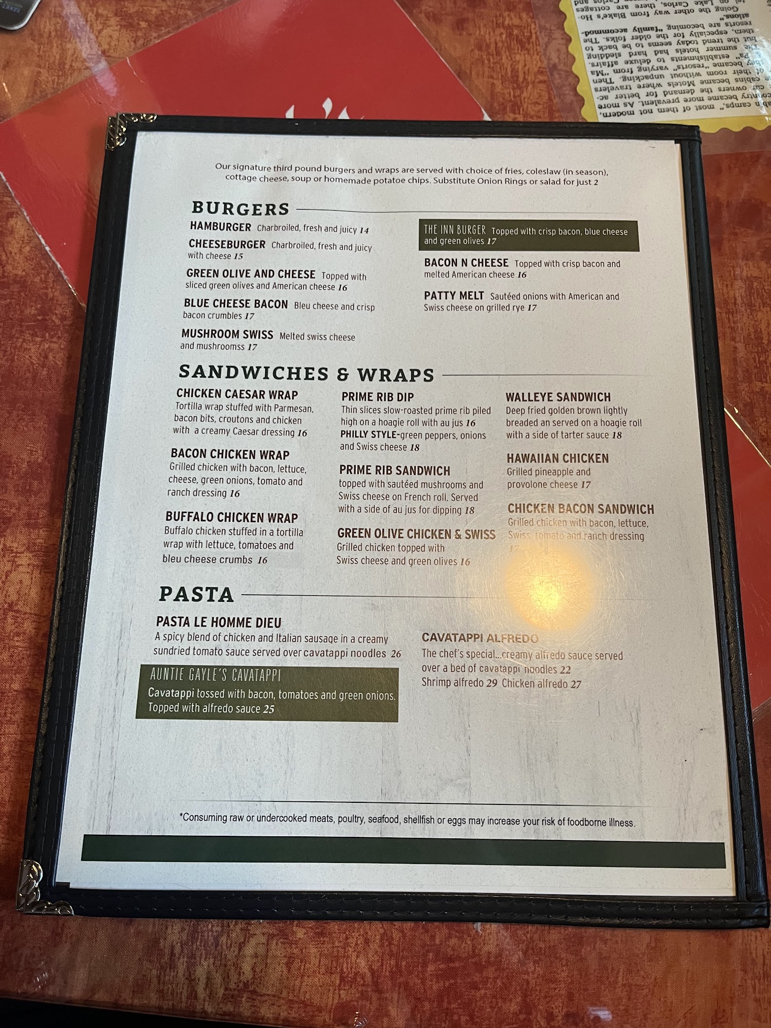 Interlachen Inn Menu