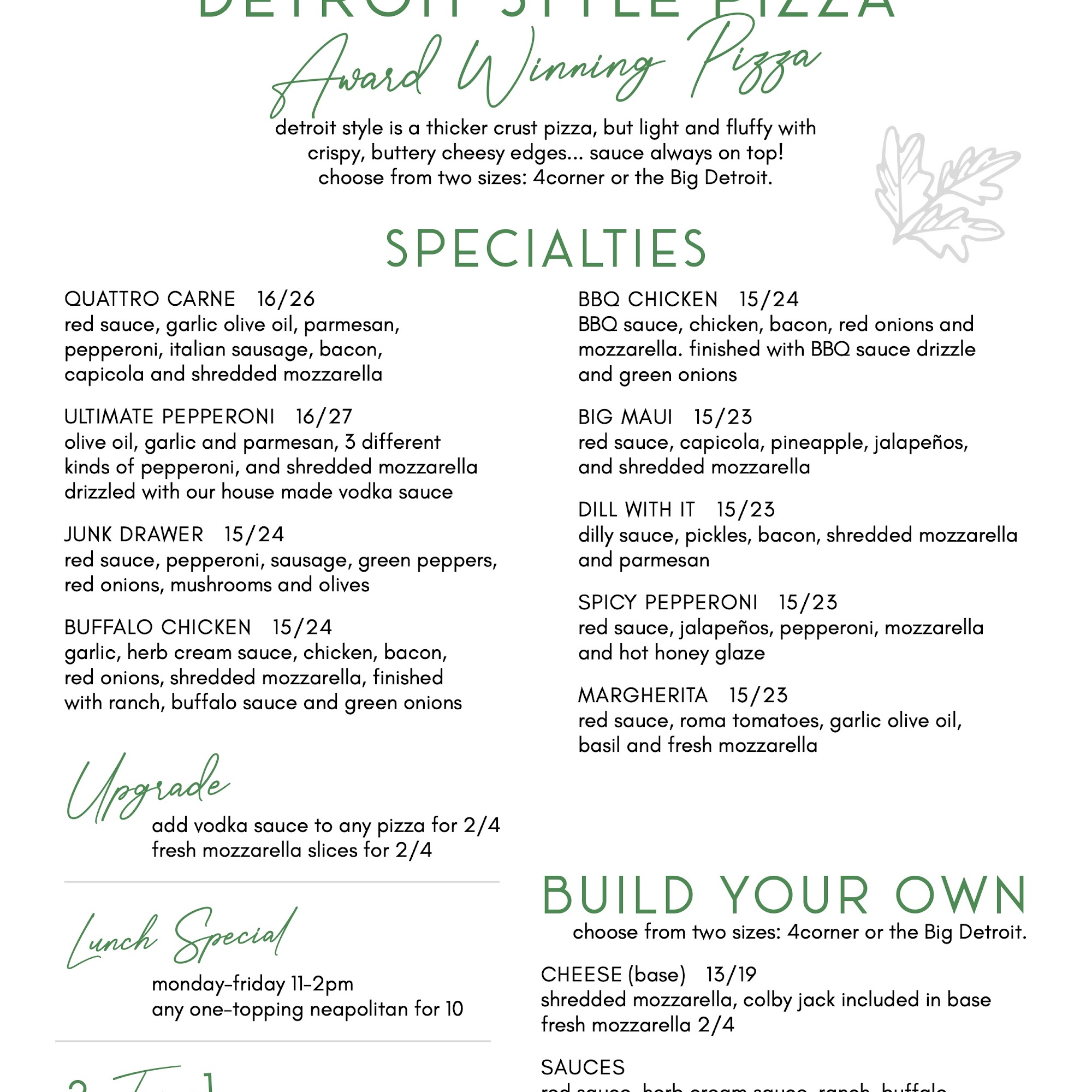 HOOK and Slice Menu