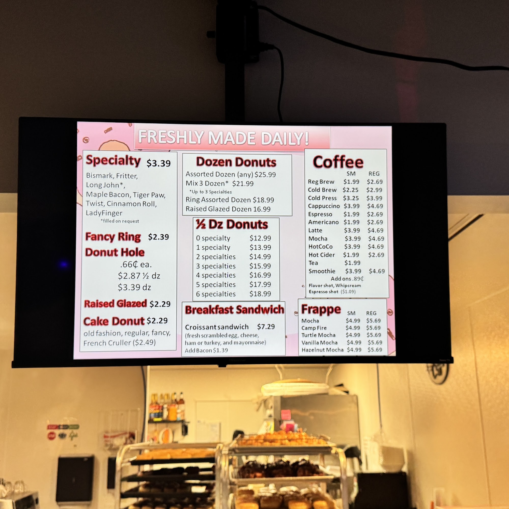 Luna Donut Menu