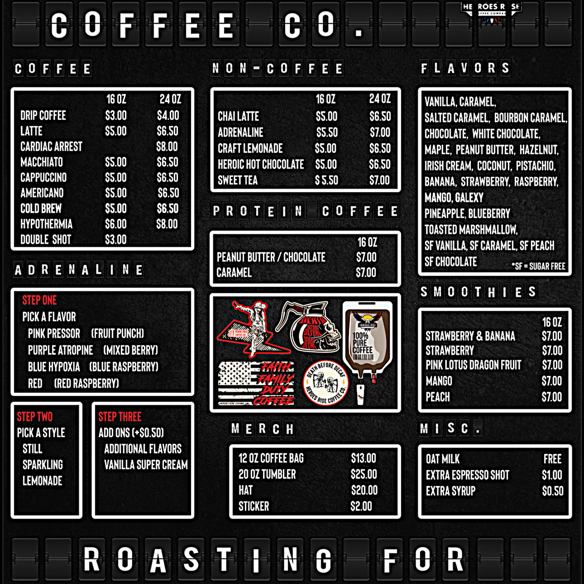 Heroes Rise Coffee Blackduck Menu