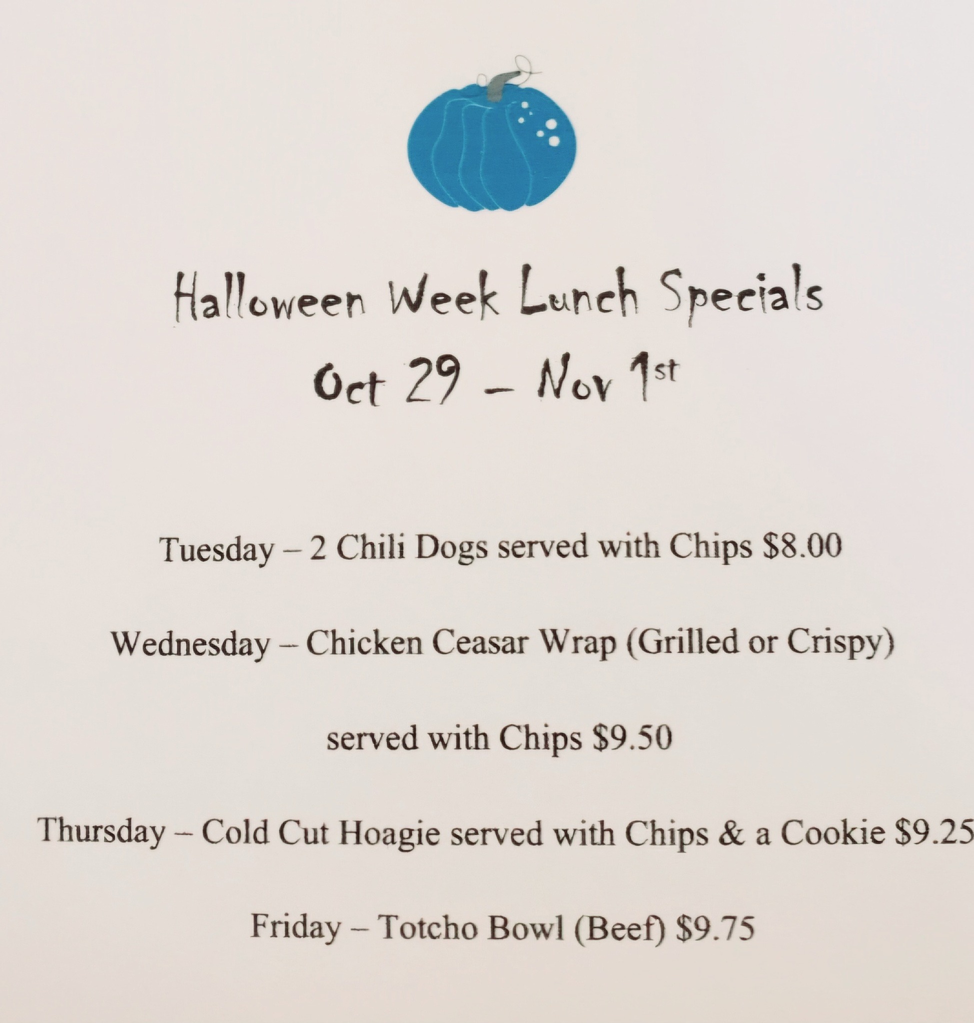 The Grille Menu