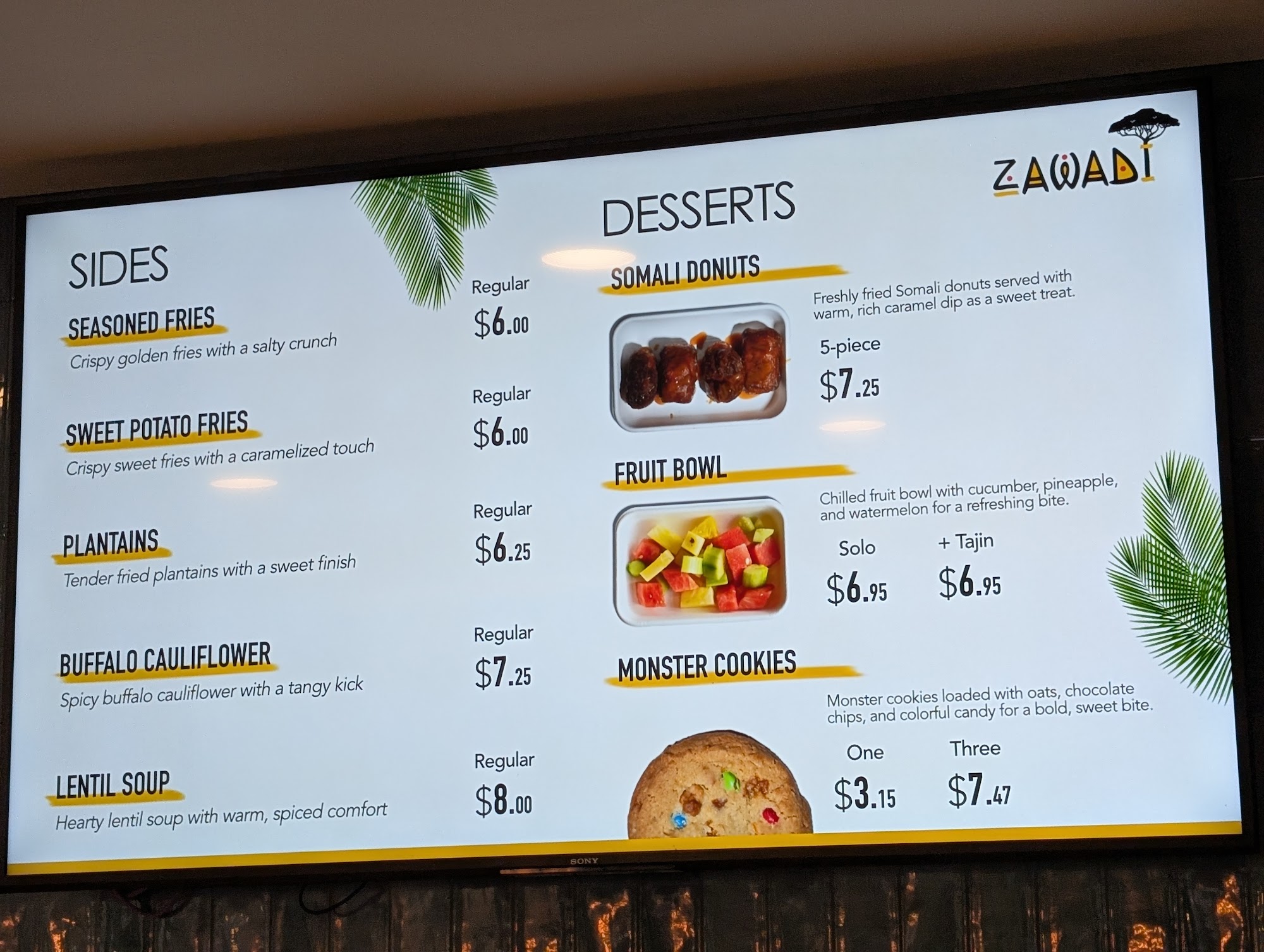 Zawadi Restaurant and Event Center Menu