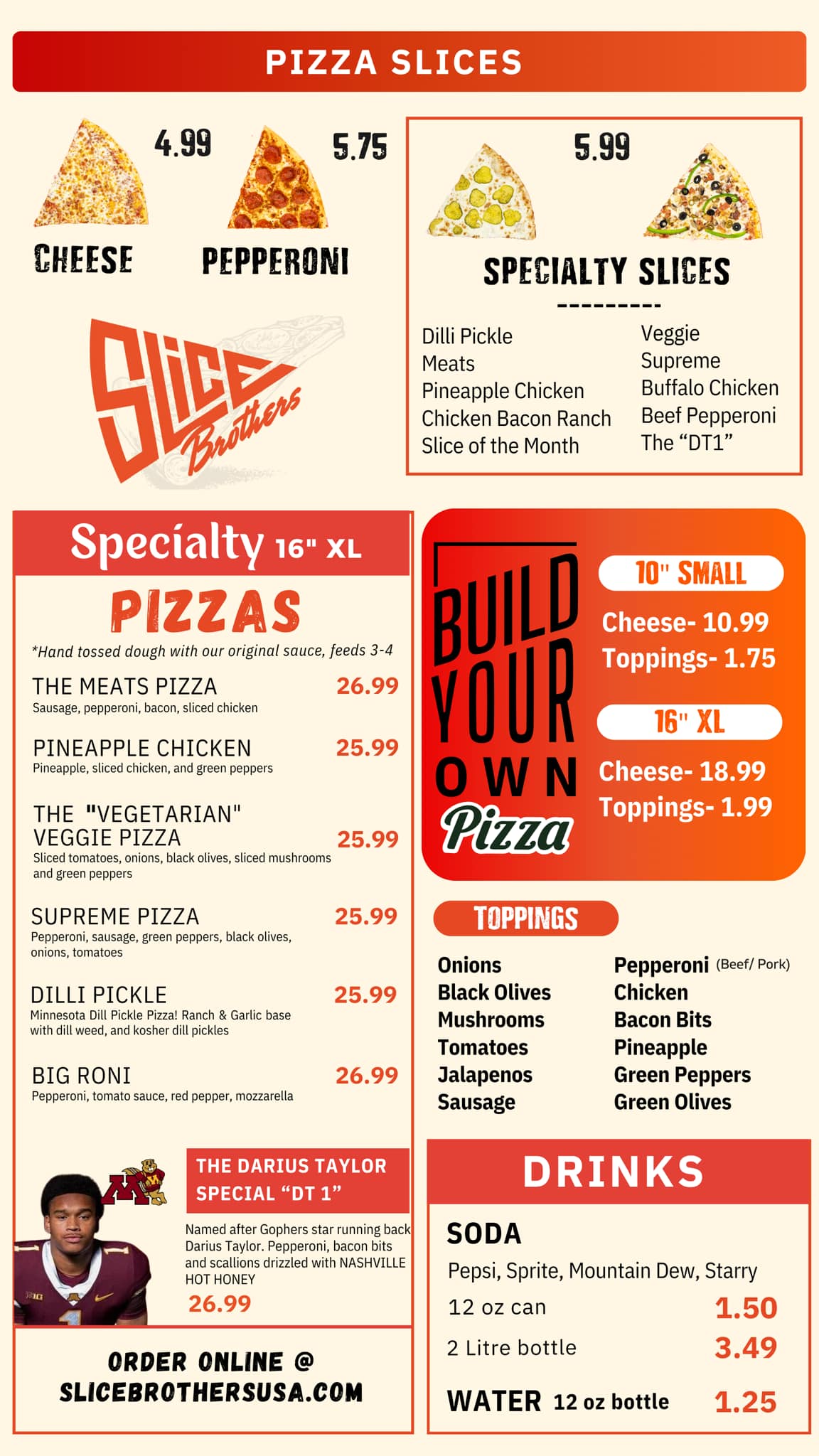 Slice Brothers Pizza Menu