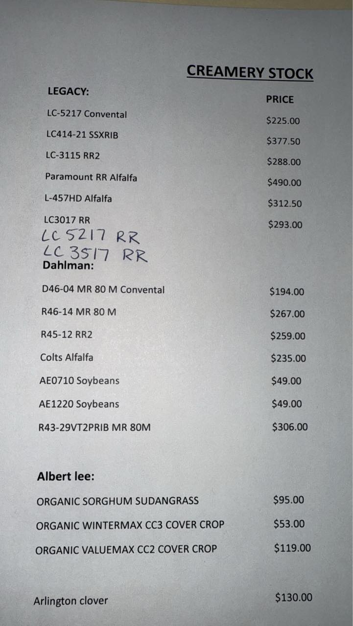 Elmdale Creamery Association & Locker Menu