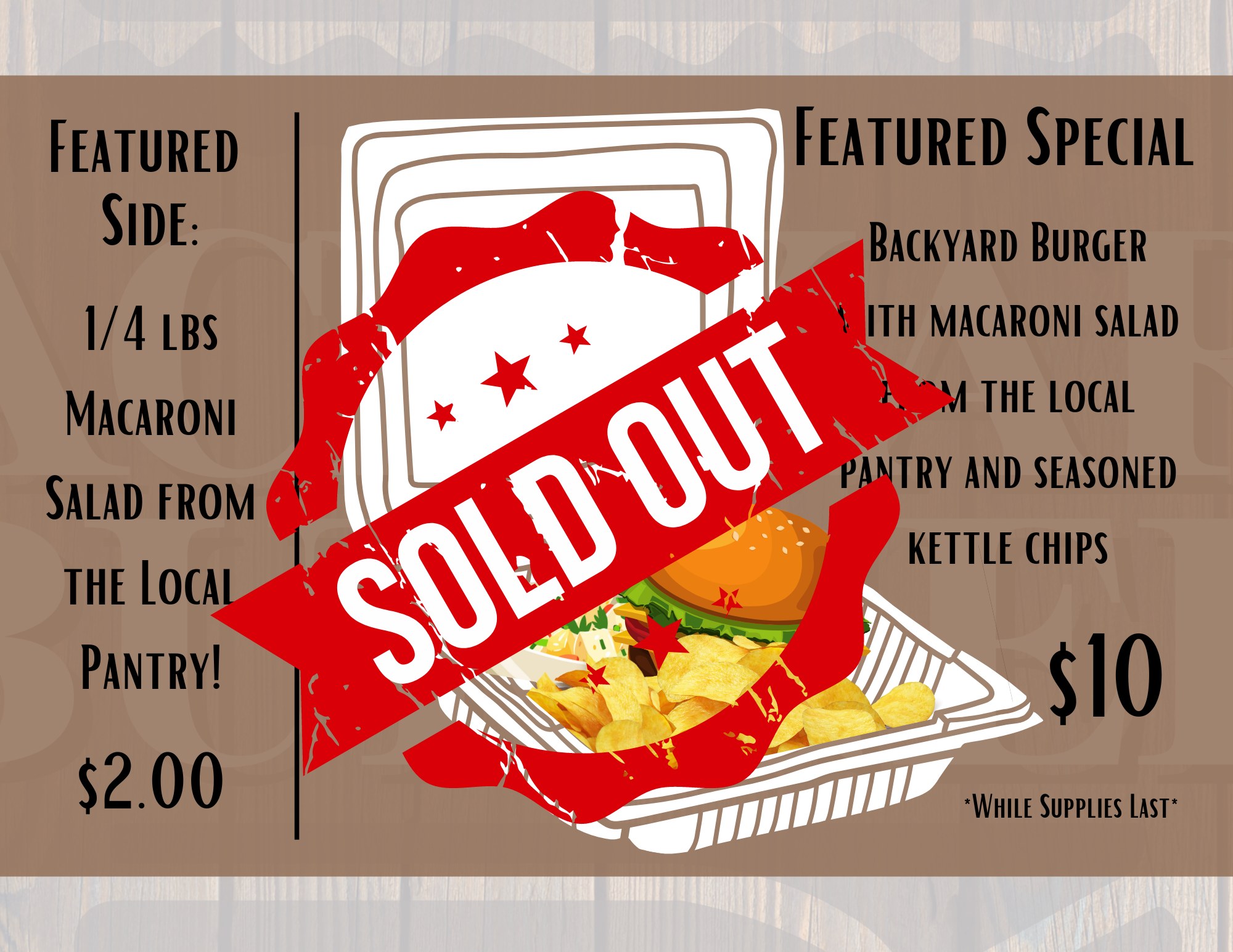 Backyard Burger Menu